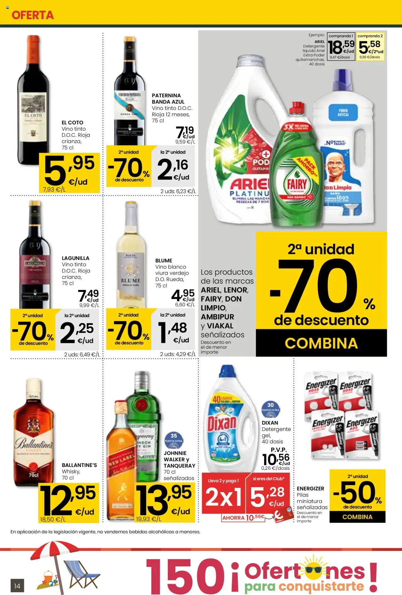 Eroski - City │ válido desde el 31.07.2025 | Página: 14 | Productos: Detergente, Vino, Detergente líquido, Baño