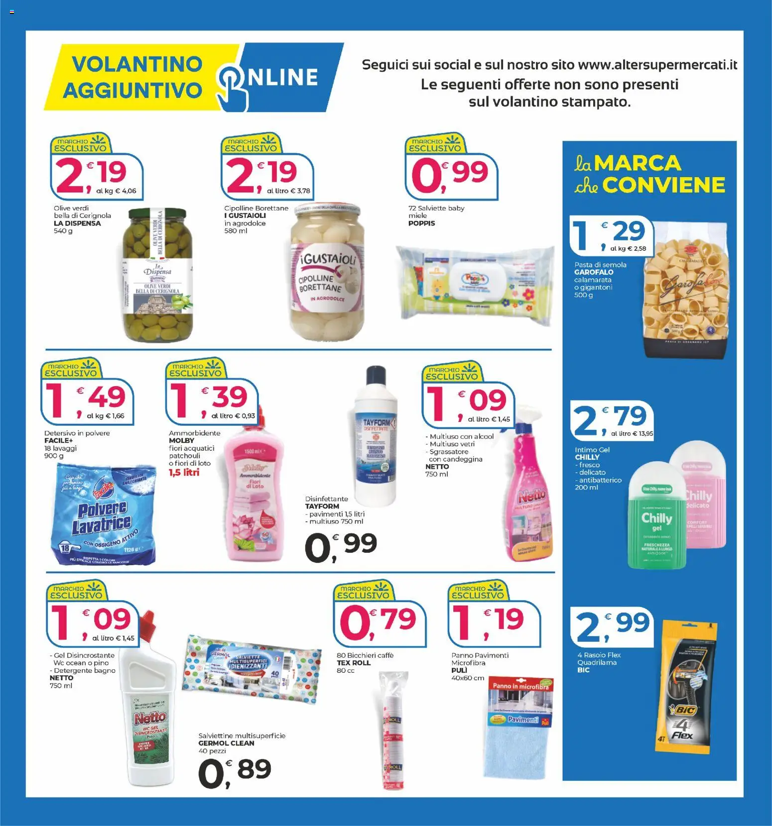 Volantino Alter Discount del 30.12.2025 | Pagina: 15 | Prodotti: Rasoio, Candeggina, Pasta, Lavatrice