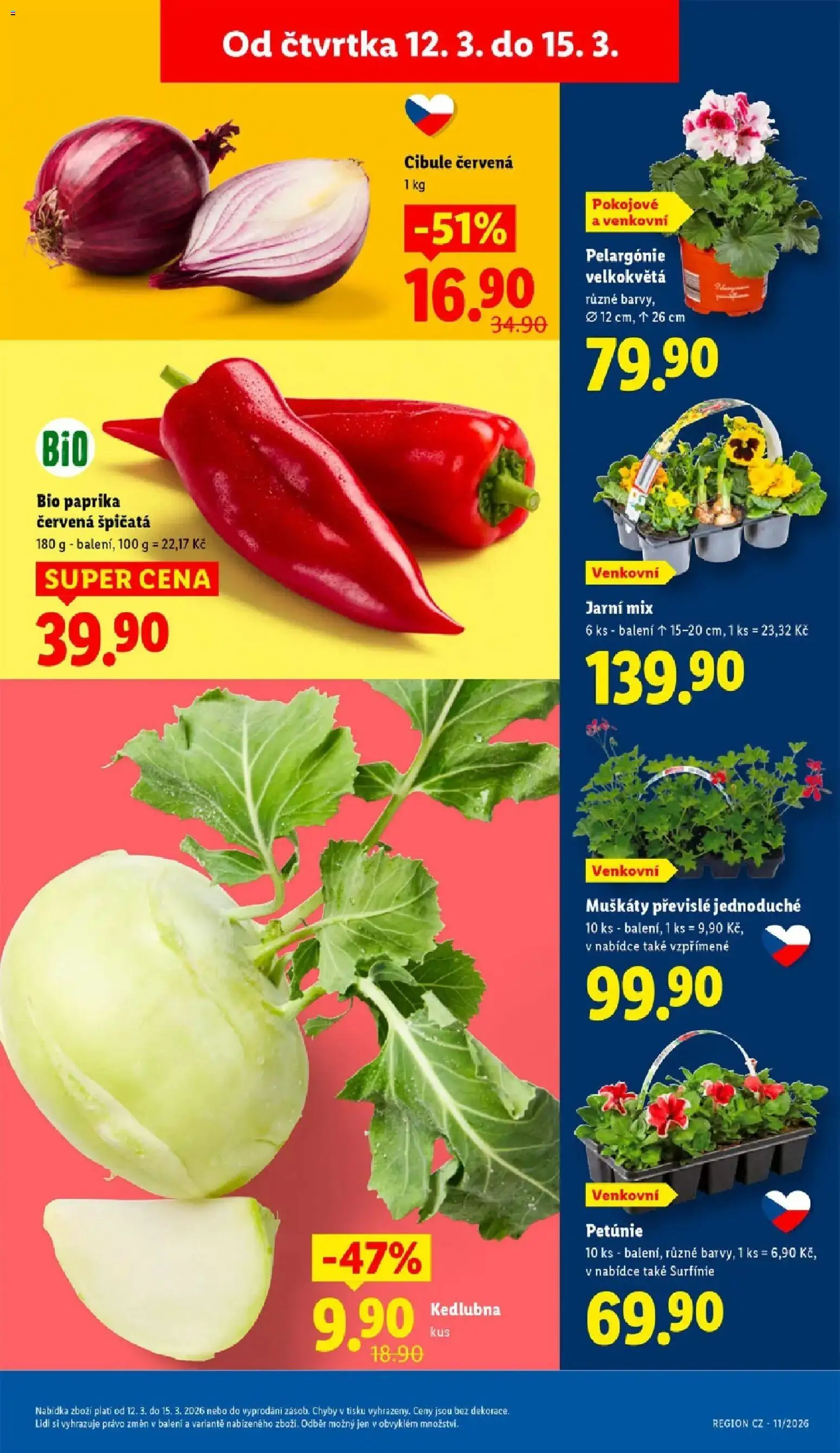 Lidl aktuální leták od 12.03.2026 | Strana: 11 | Produkty: Muškáty, Paprika červená, Cibule, Kedlubna