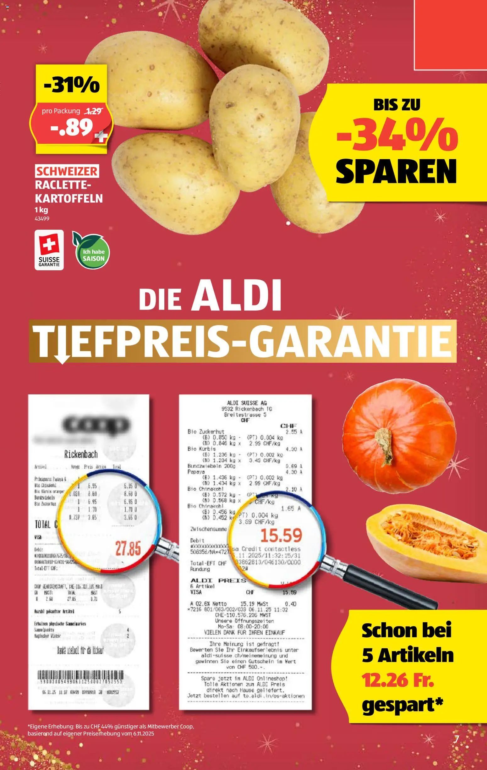 Aldi Aktionen – gültig ab 18.12.2025 | Seite: 7 | Produkte: Chinakohl, Kartoffeln, Kürbis, Raclette