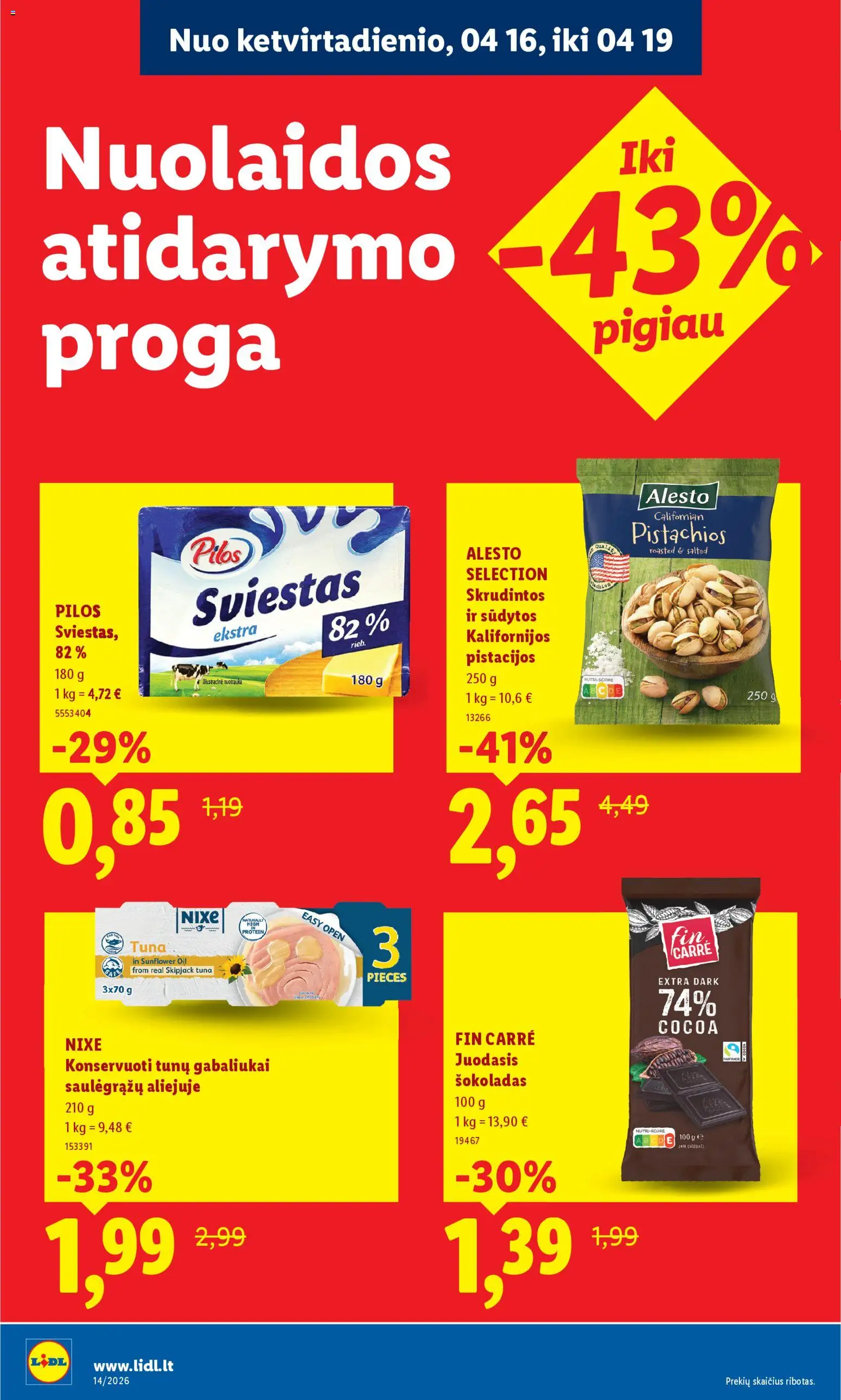 LIDL akcijos nuo 16.04.2026 | Puslapis: 6 | Prekių: Sviestas, Šokoladas, Pistacijos