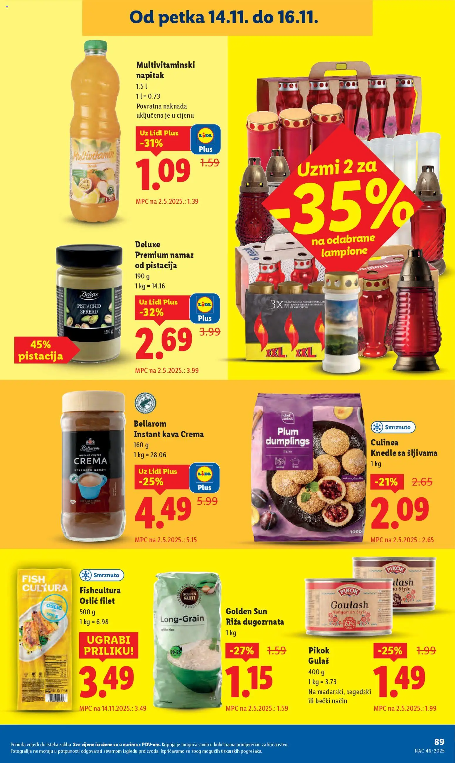 Lidl katalog | vrijedi od 10.11.2025 | Stranica: 89 | Proizvodi: Kava, Riža, Oslić, Namaz