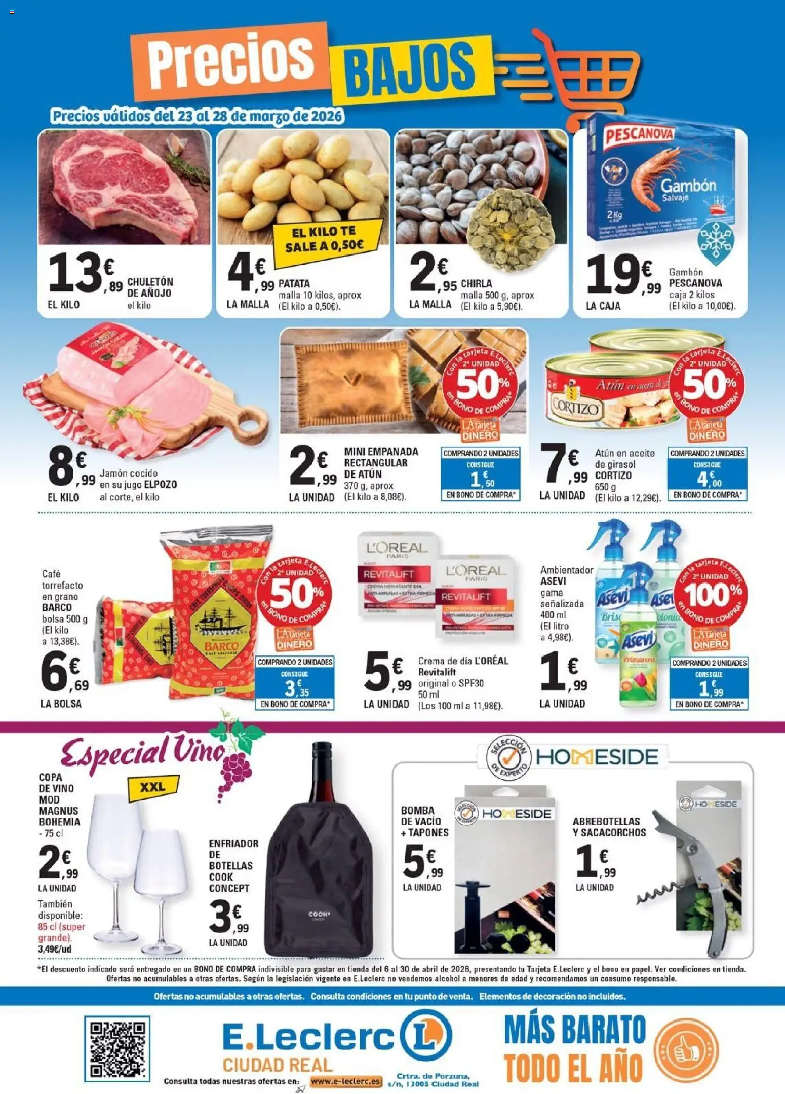E.Leclerc Especial Vinos │ válido desde el 23.03.2026 | Página: 2 | Productos: Aceite, Café, Crema, Crema hidratante