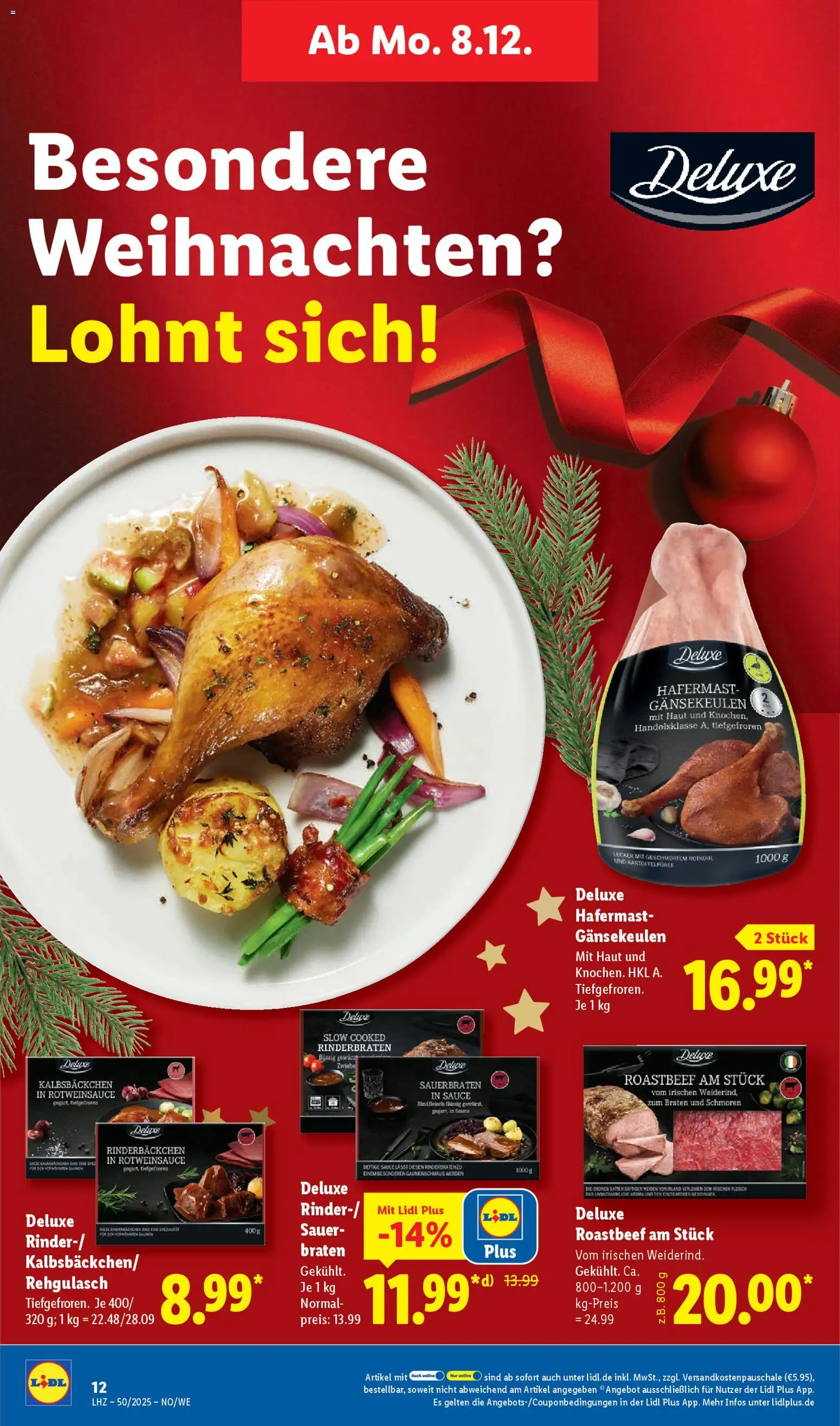 Lidl Prospekt Rahden – gültig ab 08.12.2025 | Seite: 22 | Produkte: Rinderbraten, Rotkohl, Roastbeef