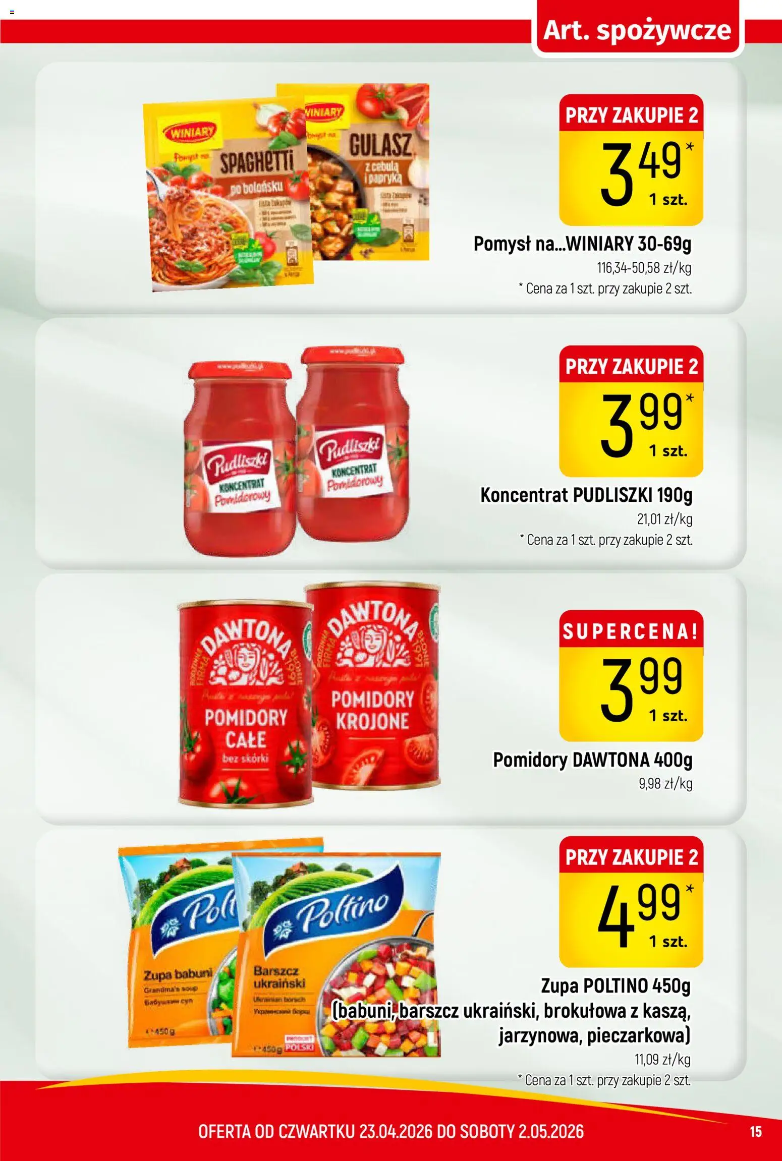 Piotruś Pan gazetka od 23.04.2026 | Strona: 15 | Produkty: Barszcz, Barszcz ukraiński, Papryka, Pomidory