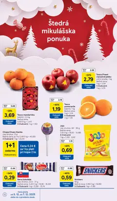 Tesco leták platný od 03.12.2025 | Strana: 12 | Produkty: Pomaranče, Apple, Čokoláda, Mandarinky