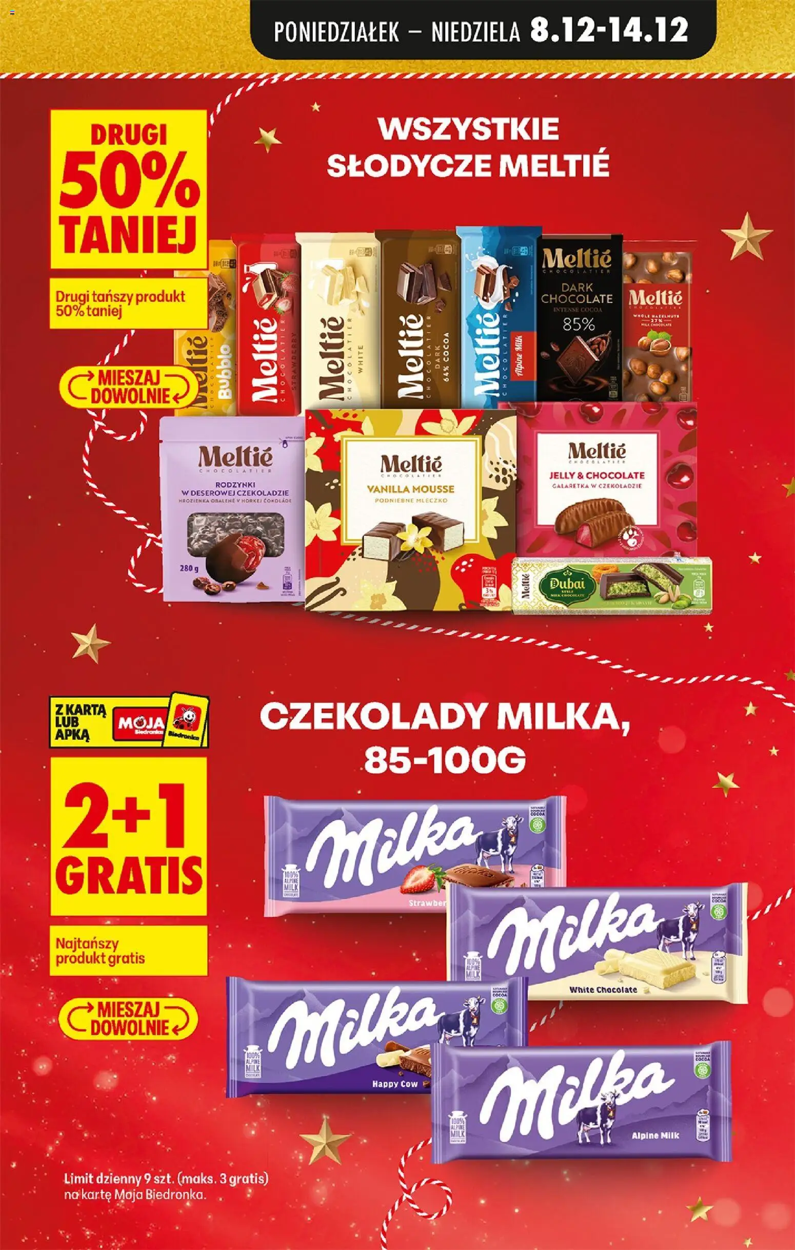 Biedronka gazetka od 08.12.2025 | Strona: 17 | Produkty: Galaretka, Milka, Podniebne mleczko, Rodzynki