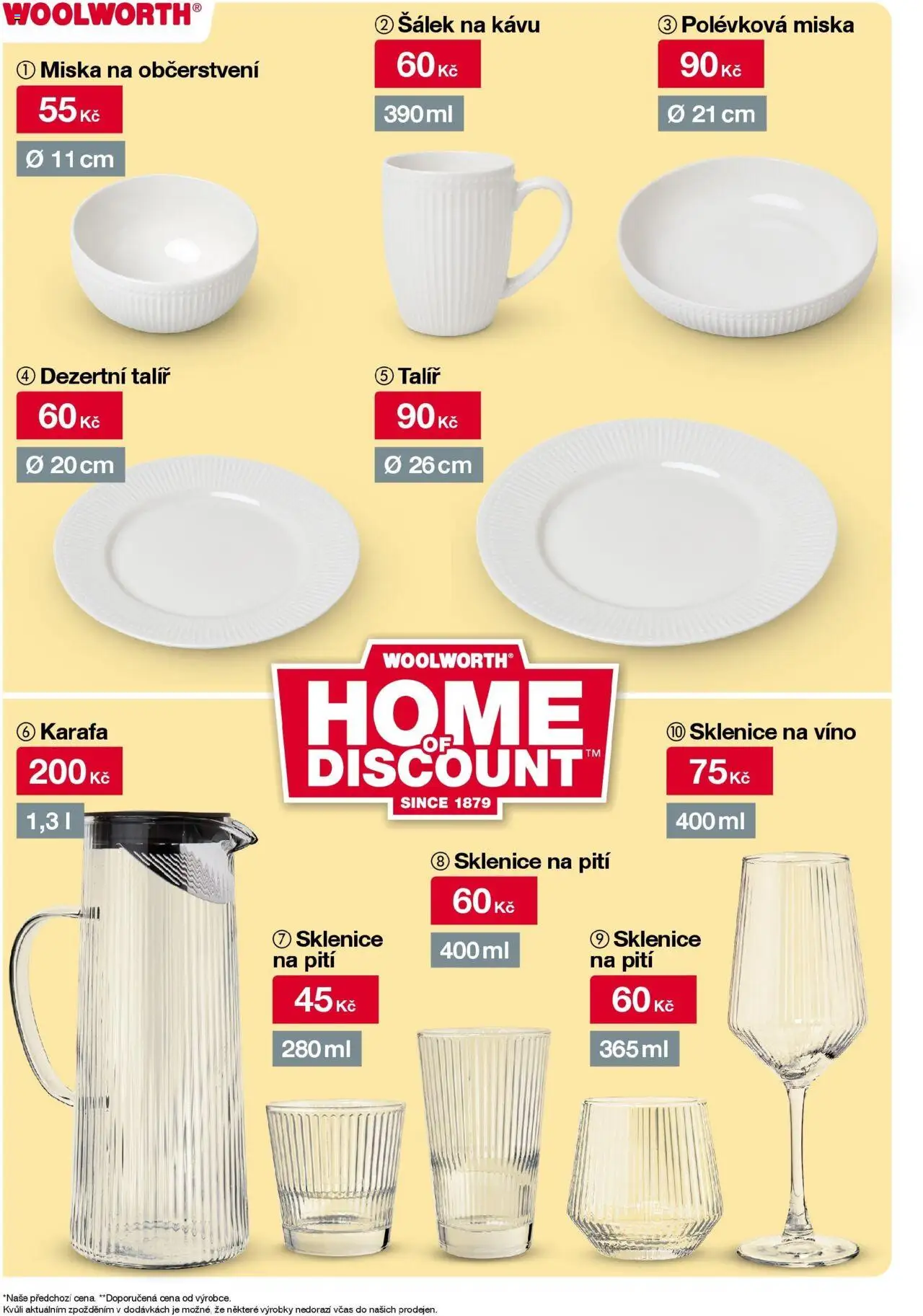 Woolworth leták od 08.08.2025 - akční nabídka | Strana: 9 | Produkty: Šálek, Talíř, Sklenice na víno, Sklenice