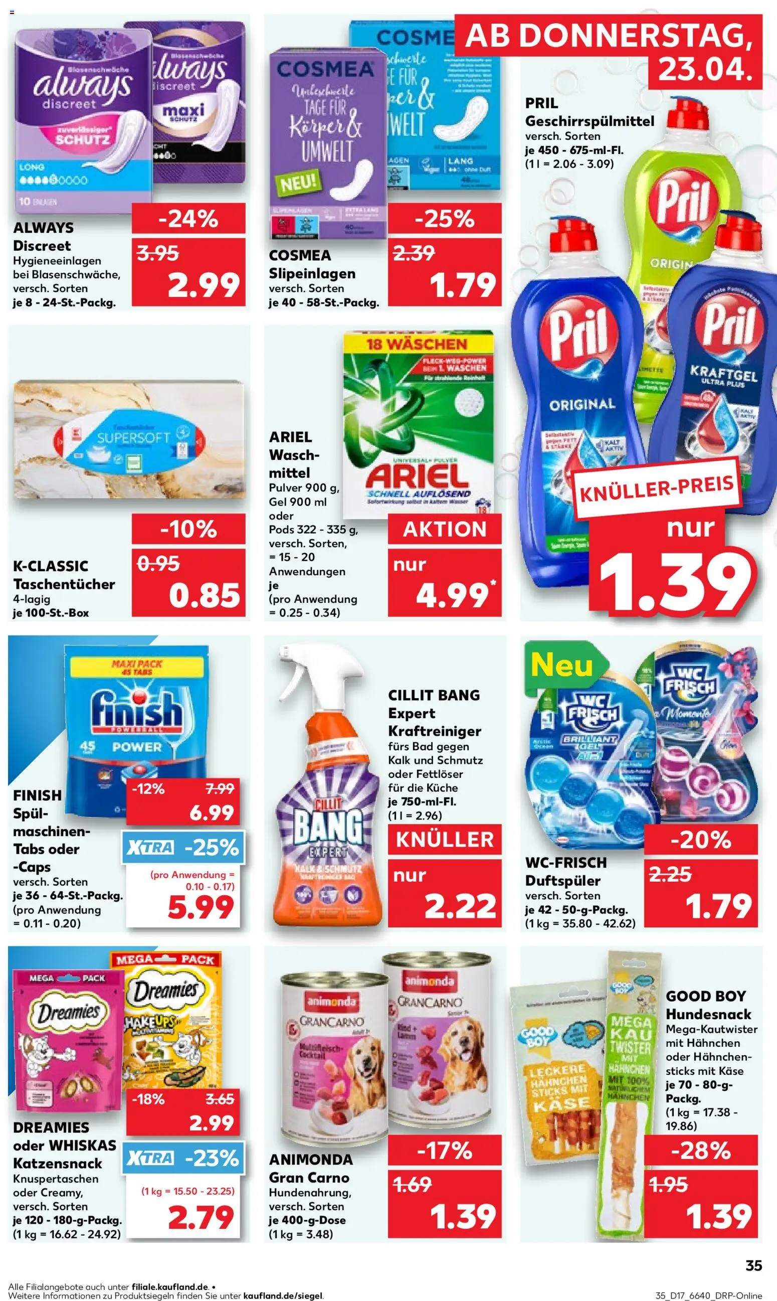 Kaufland Prospekt Stuttgart	 – gültig ab 23.04.2026 | Seite: 35 | Produkte: Hahnchen, Finish, Waschmittel, Pril