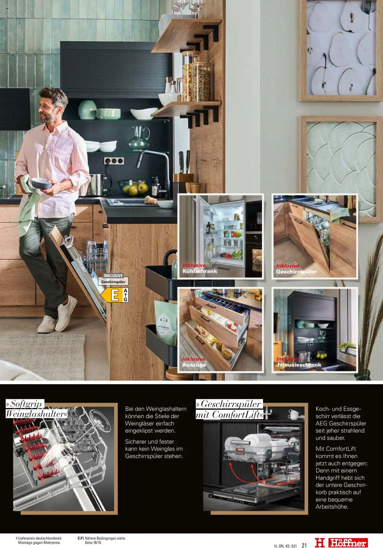 Höffner Prospekt Küchen - gültig ab dem 13.08.2025 | Seite: 21 | Produkte: AEG, Geschirrspüler, Korb, Kühlschrank
