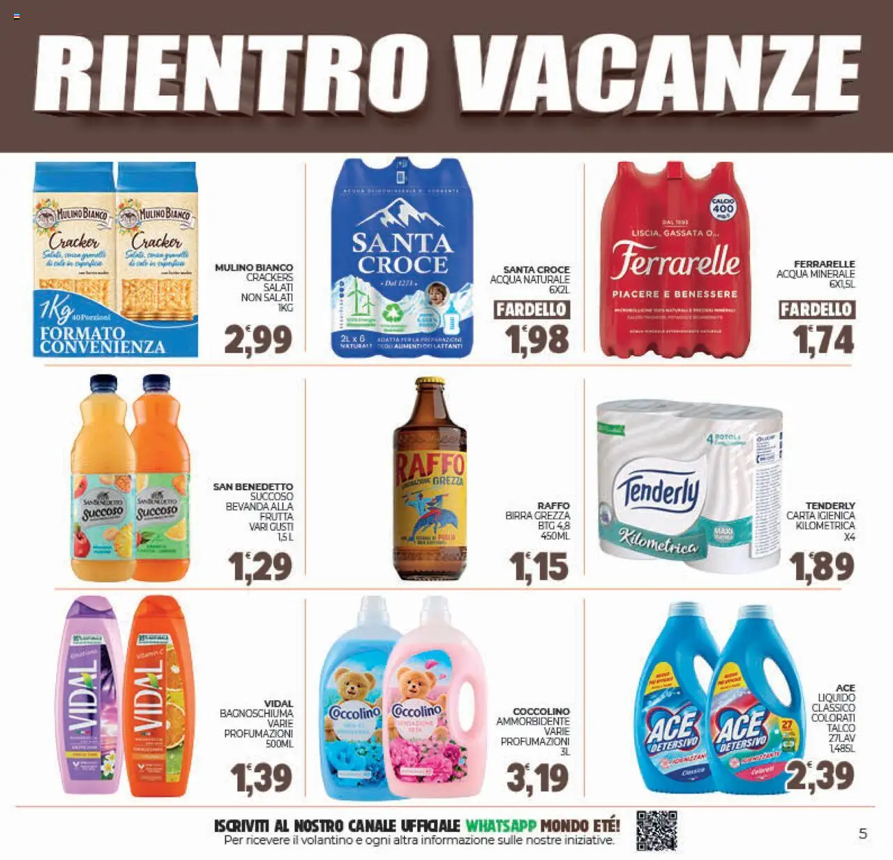 Volantino Eté del 29.08.2025 | Pagina: 5 | Prodotti: Carta igienica, Birra, Acqua minerale, Ferrarelle