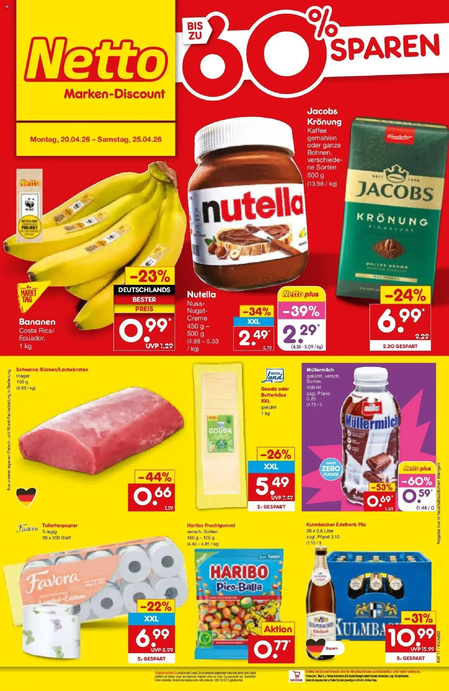 Netto Marken-Discount Prospekt Mistelbach	 – gültig ab 20.04.2026 | Seite: 55 | Produkte: Haribo, Müllermilch, Fleisch, Toilettenpapier
