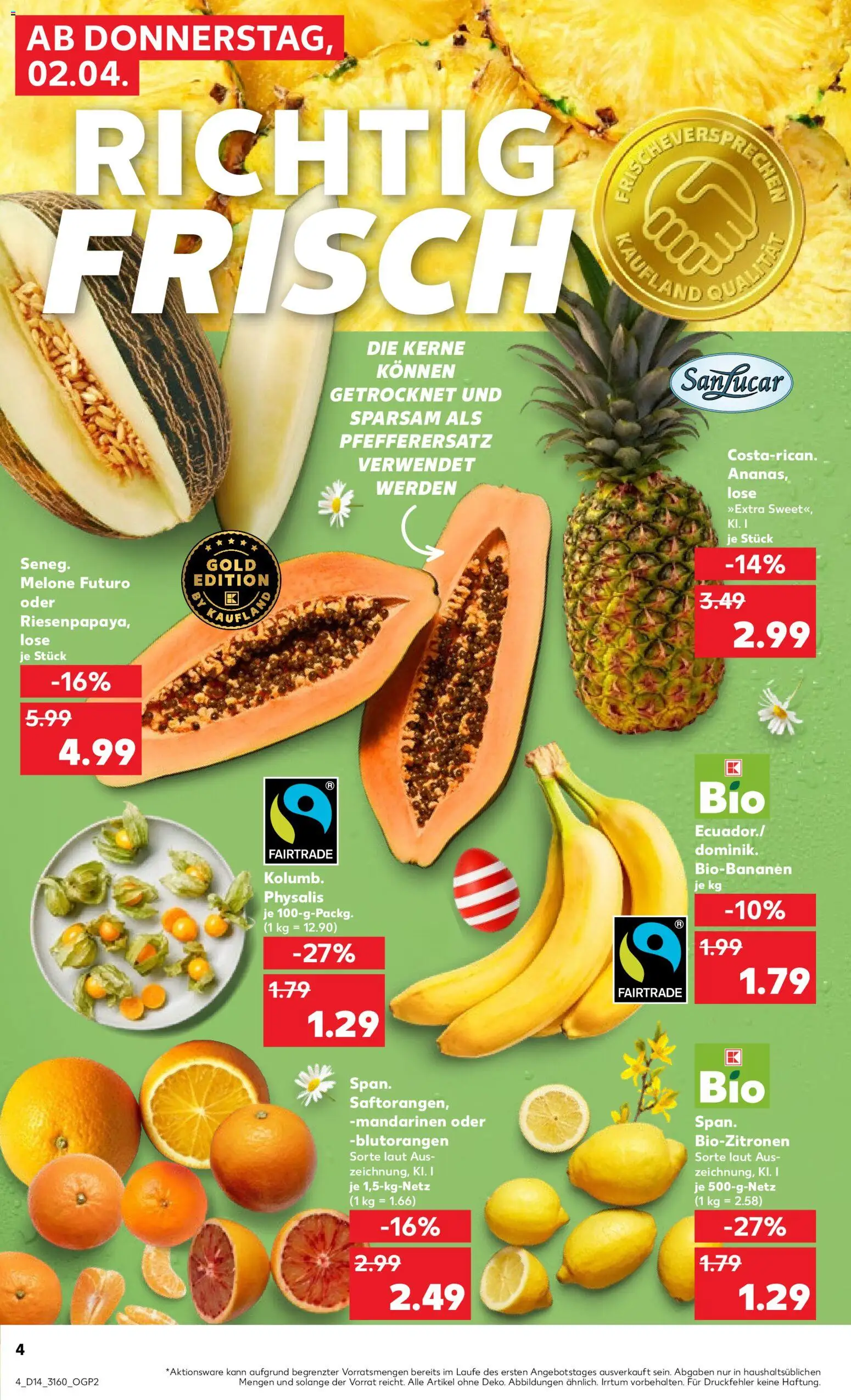 Kaufland Prospekt Berlin	 – gültig ab 02.04.2026 | Seite: 4 | Produkte: Mandarinen, Melone