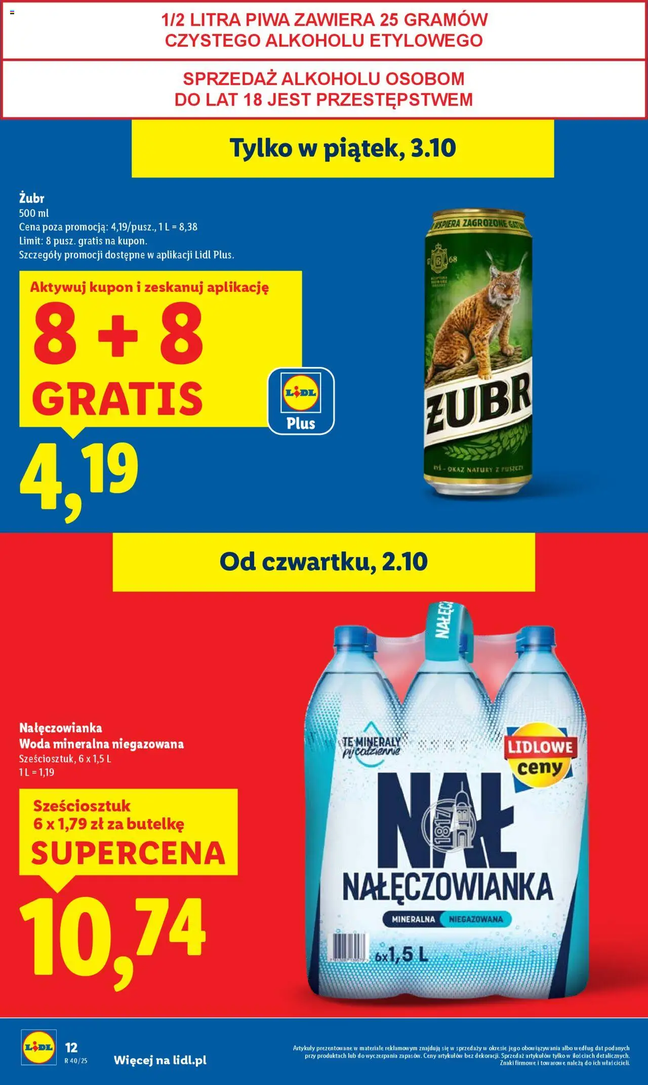 Lidl Gazetka od 02.10.2025 | Strona: 12 | Produkty: Woda