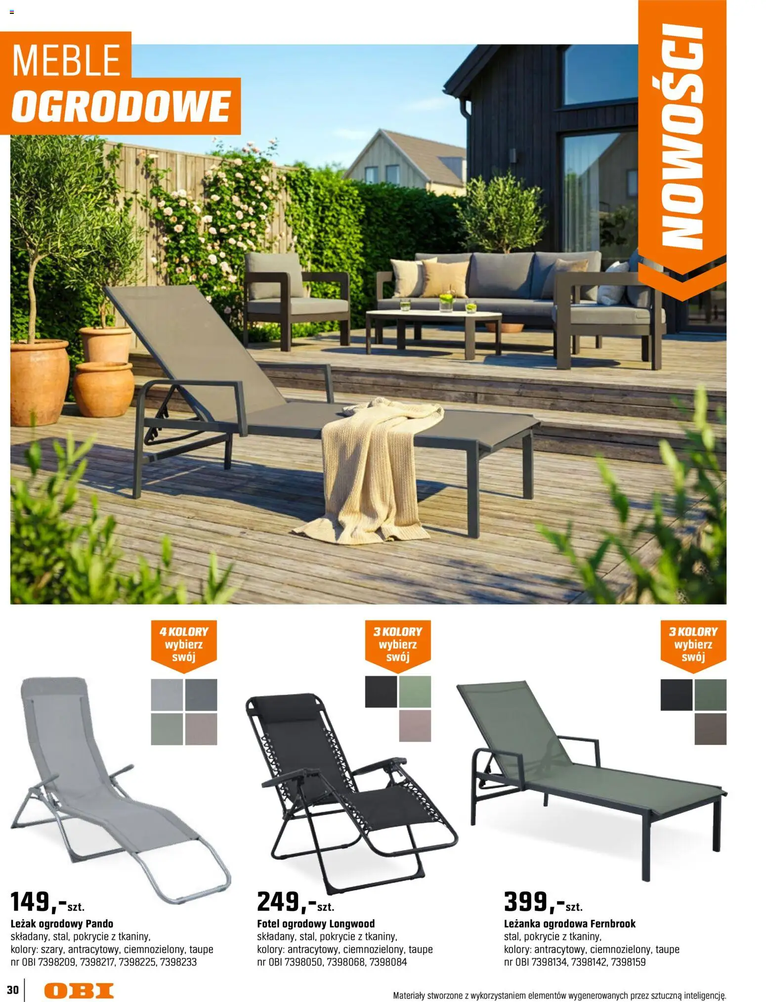 OBI gazetka - Ogród od 11.03.2026 | Strona: 30 | Produkty: Fotel ogrodowy, Fotel, Leżak, Leżak ogrodowy