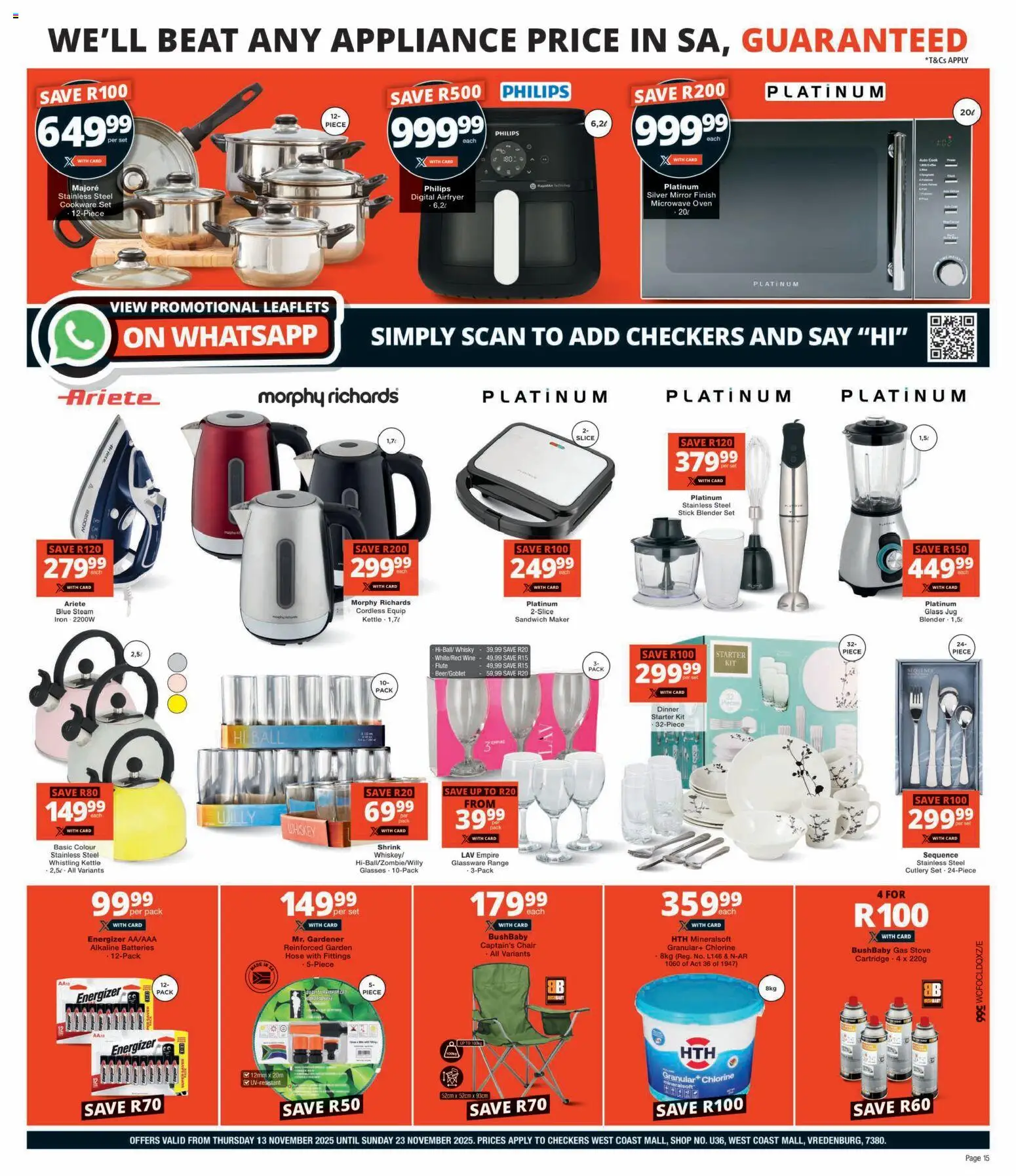 New Checkers catalogue – valid from 13.11.2025 | Page: 15 | Products: Microwave oven, Kettle, Mirror, Whiskey