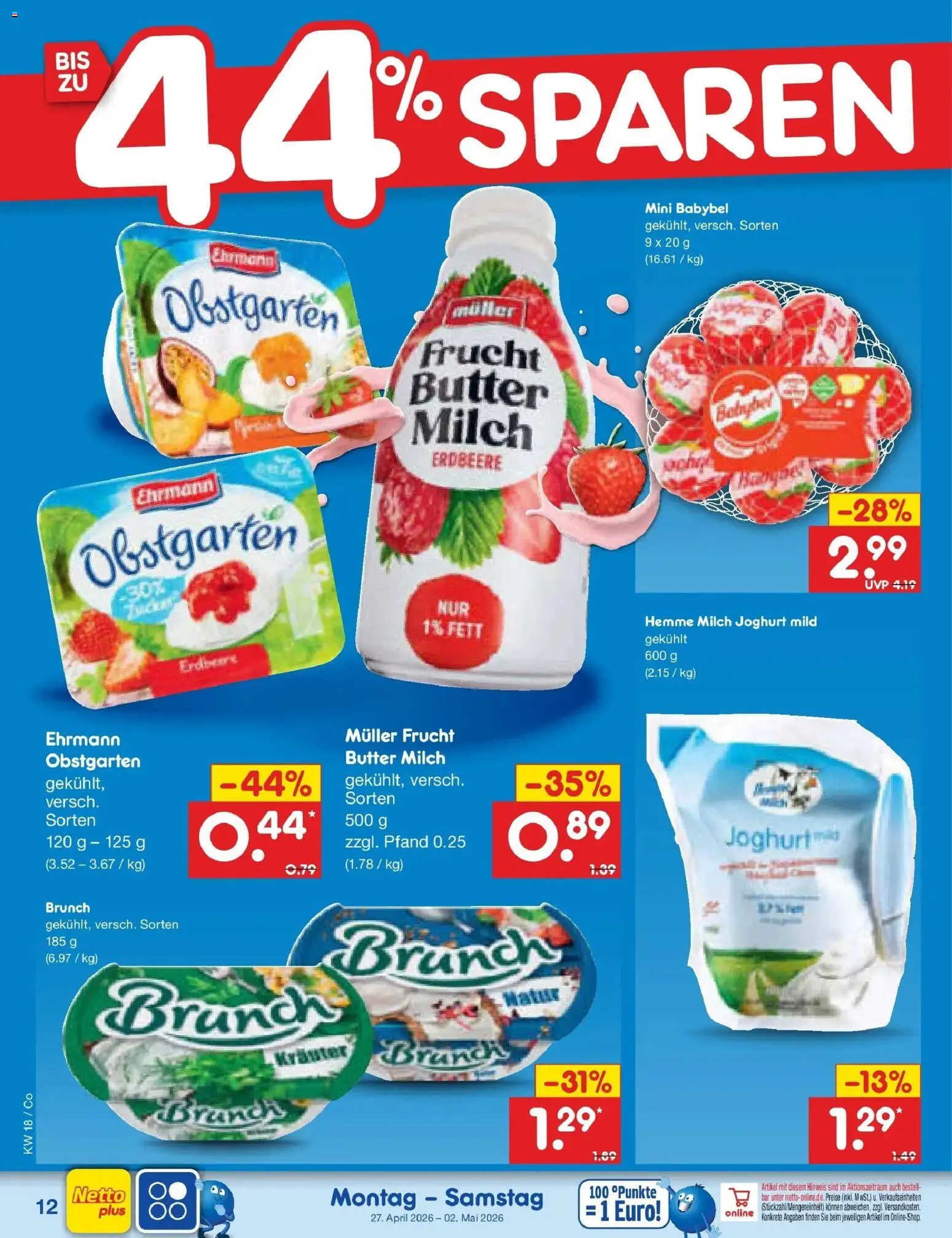 Netto Marken-Discount Prospekt Delitzsch	 – gültig ab 27.04.2026 | Seite: 14 | Produkte: Milch, Butter, Joghurt, Babybel