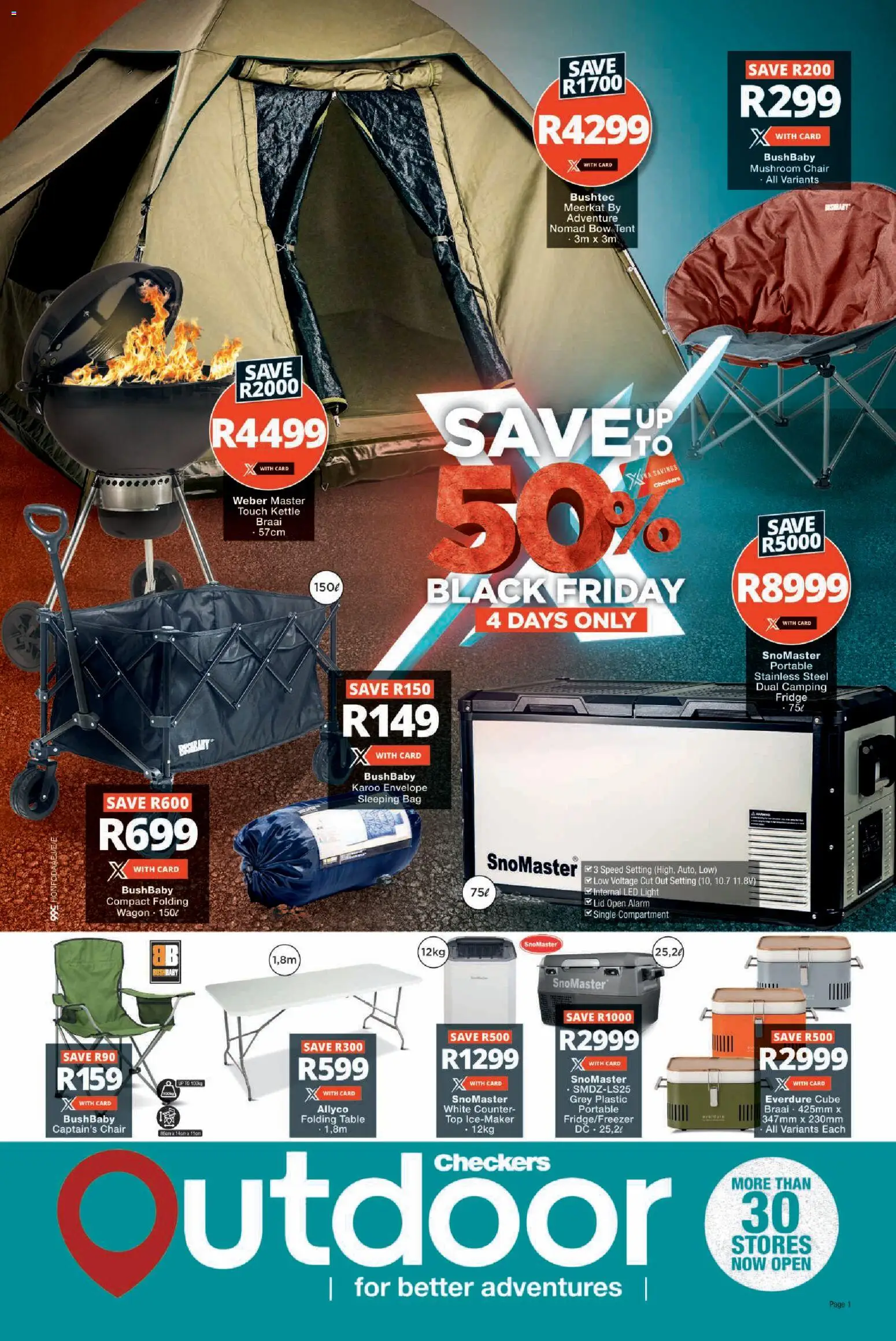New Checkers catalogue – valid from 27.11.2025 | Page: 1 | Products: Bag, Table, Fridge, Sleeping bag