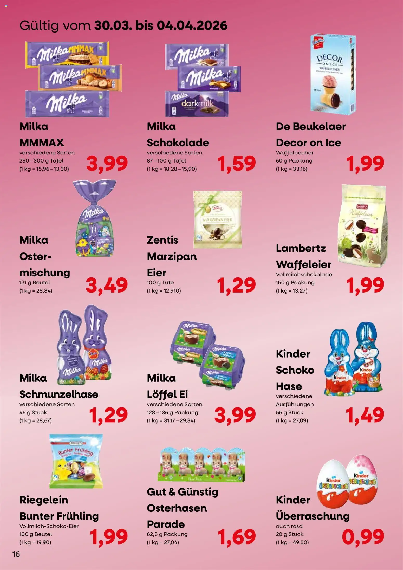 KONSUM Leipzig Kundenjournal – gültig ab 23.03.2026 | Seite: 16 | Produkte: Eier, Schokolade, Milka