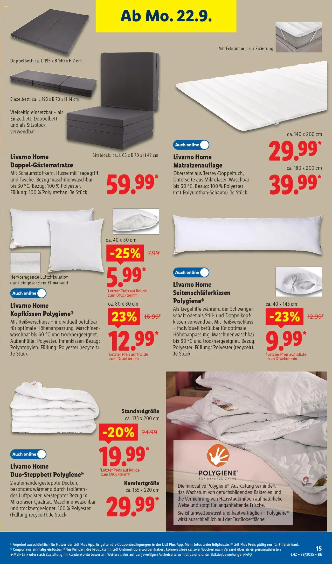 Lidl Prospekt Zossen – gültig ab 22.09.2025 | Seite: 11 | Produkte: Kissen, Einzelbett, Doppelbett, Kopfkissen