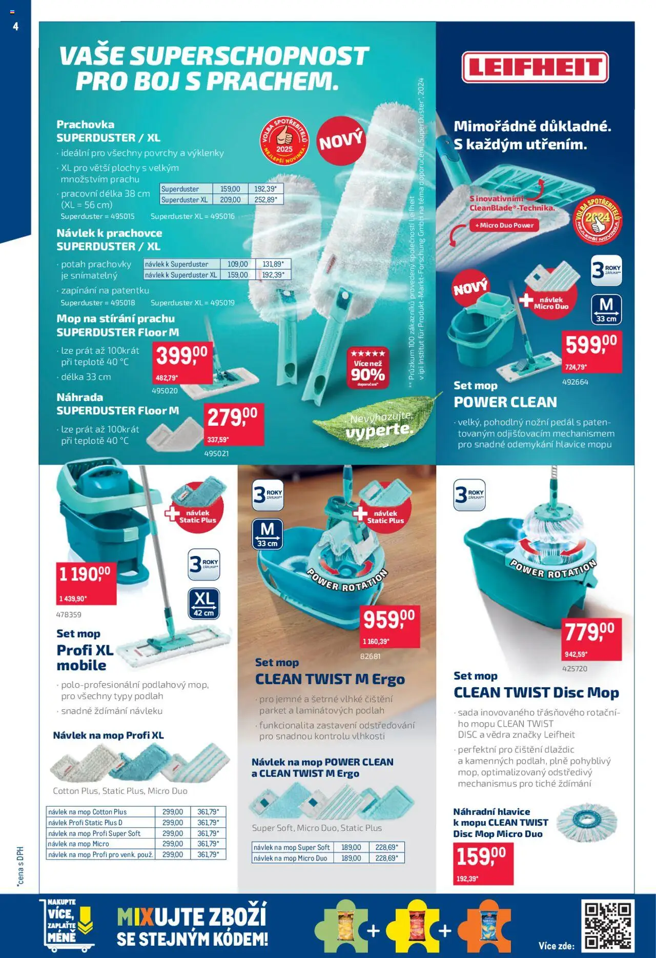 Makro leták - Úklid od 24.09.2025 | Strana: 4 | Produkty: Leifheit, Prachovka, Mop