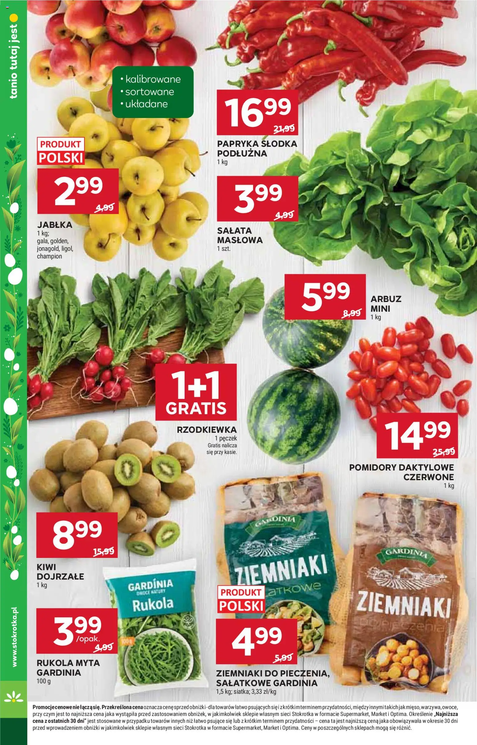 Stokrotka gazetka - Market od 19.03.2026 | Strona: 14 | Produkty: Rukola, Jabłka, Kiwi, Ziemniaki