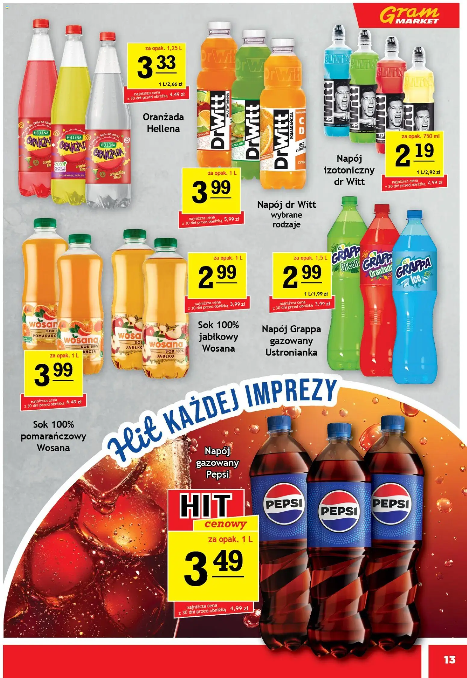 Gram Market Gazetka od 29.10.2025 | Strona: 13 | Produkty: Pepsi, Grappa, Sok