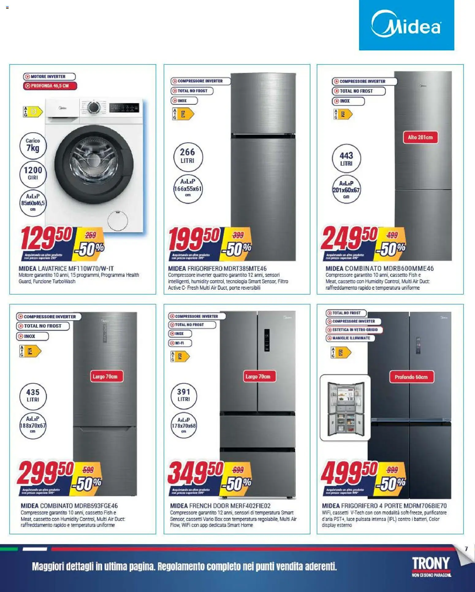 Volantino Trony del 28.04.2026 | Pagina: 7 | Prodotti: Compressore, Lavatrice, Frigorifero, Purificatore d'aria
