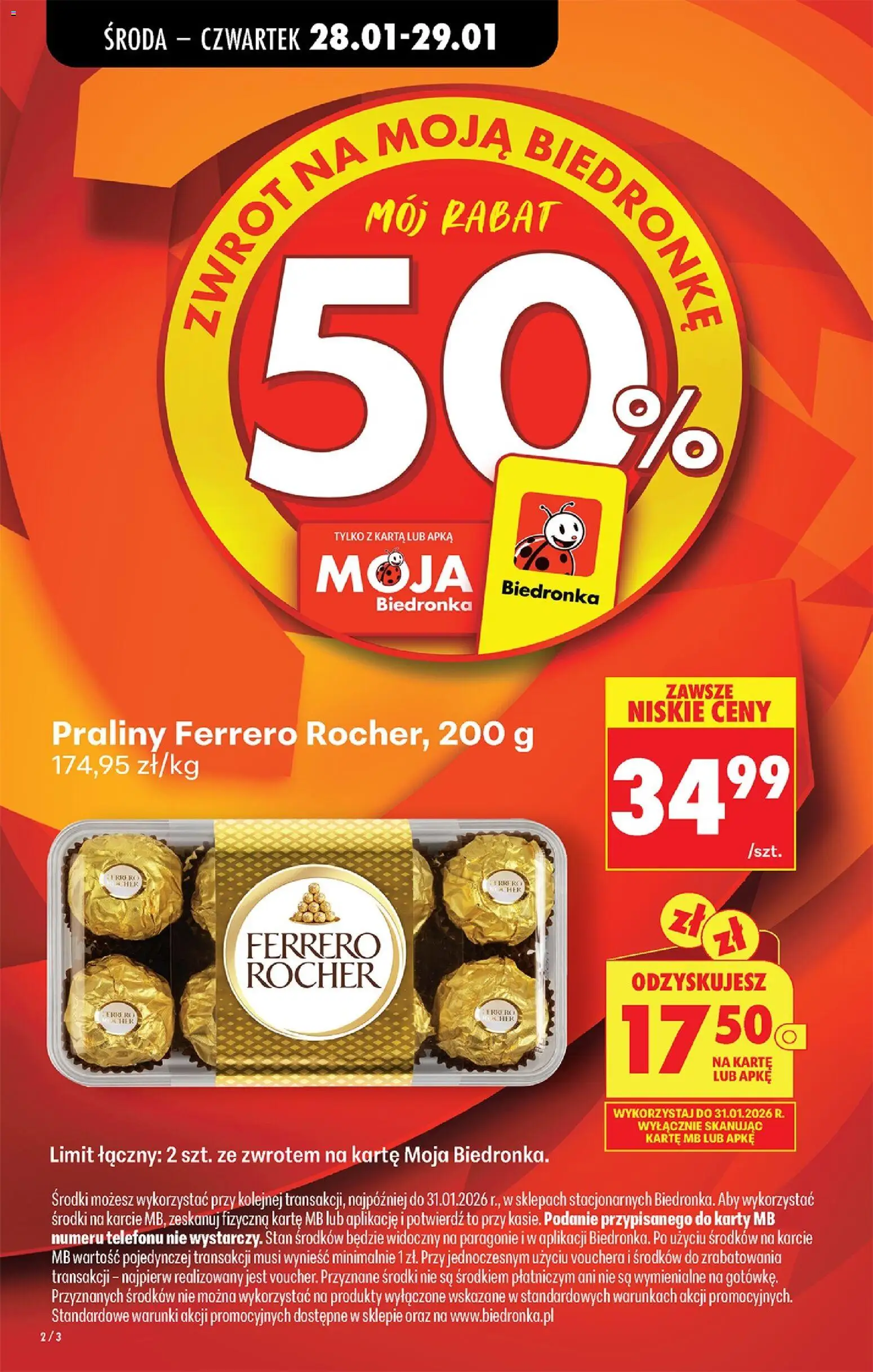 Biedronka gazetka - Oferta w tym tygodniu od 28.01.2026 | Strona: 2 | Produkty: Karta, Praliny, Ferrero rocher