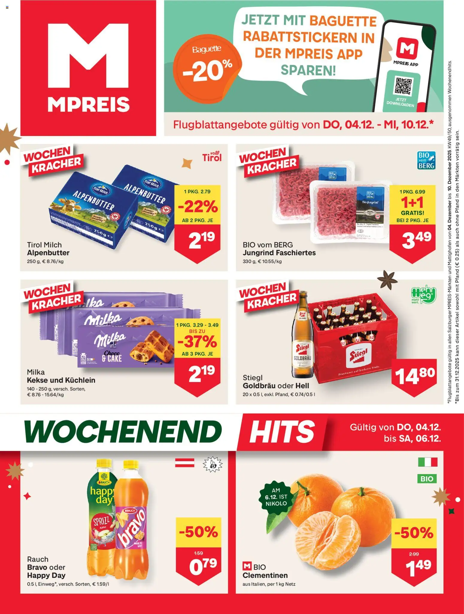 MPREIS Altenmarkt im Pongau gültig ab 04.12.2025 | Seite: 1 | Produkte: Kekse, Jääkaappipakastin, Milch, Äpfel