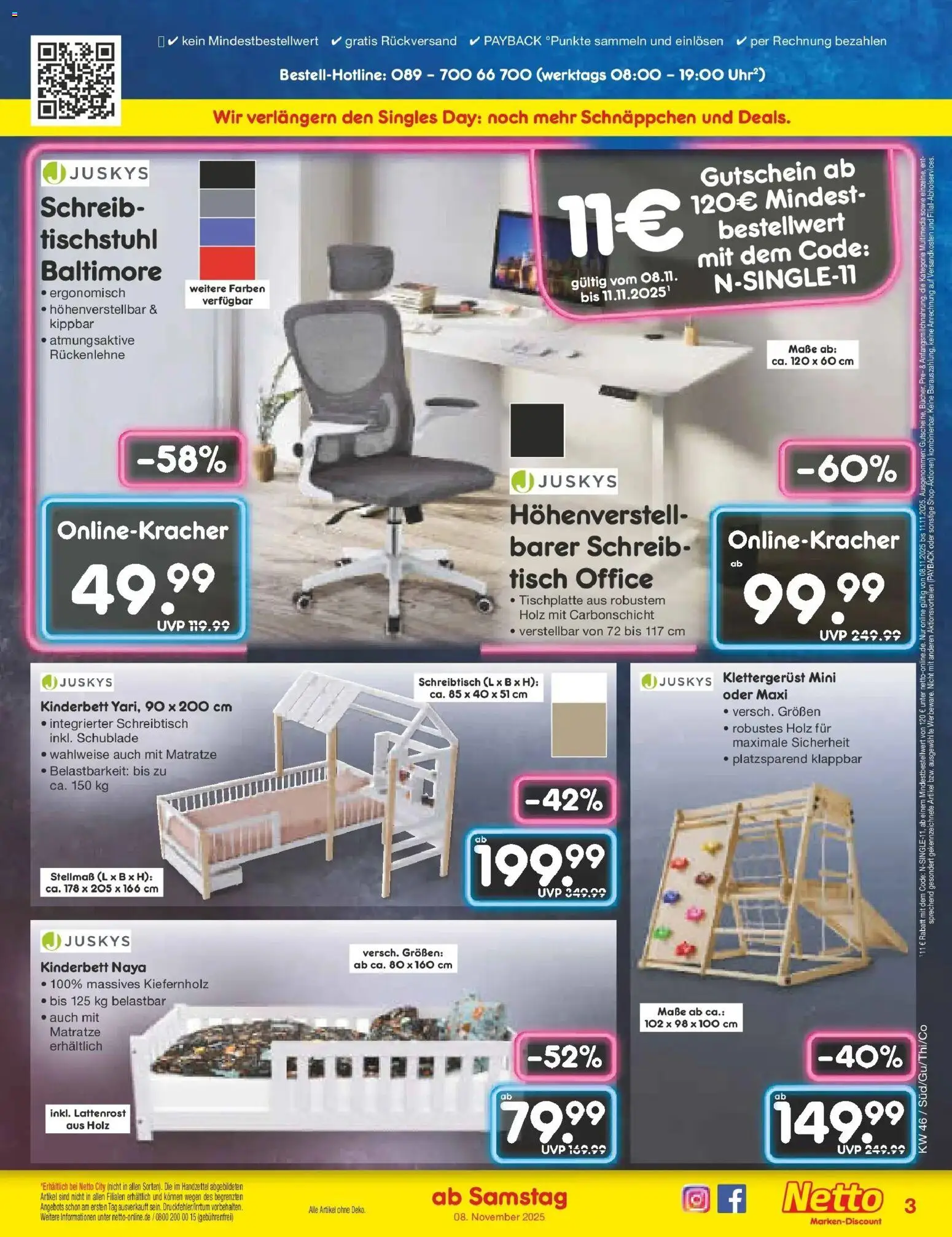 Netto Marken-Discount - Netto: Wochenangebote – gültig ab 10.11.2025 | Seite: 29 | Produkte: Matratze, Lattenrost, Tisch