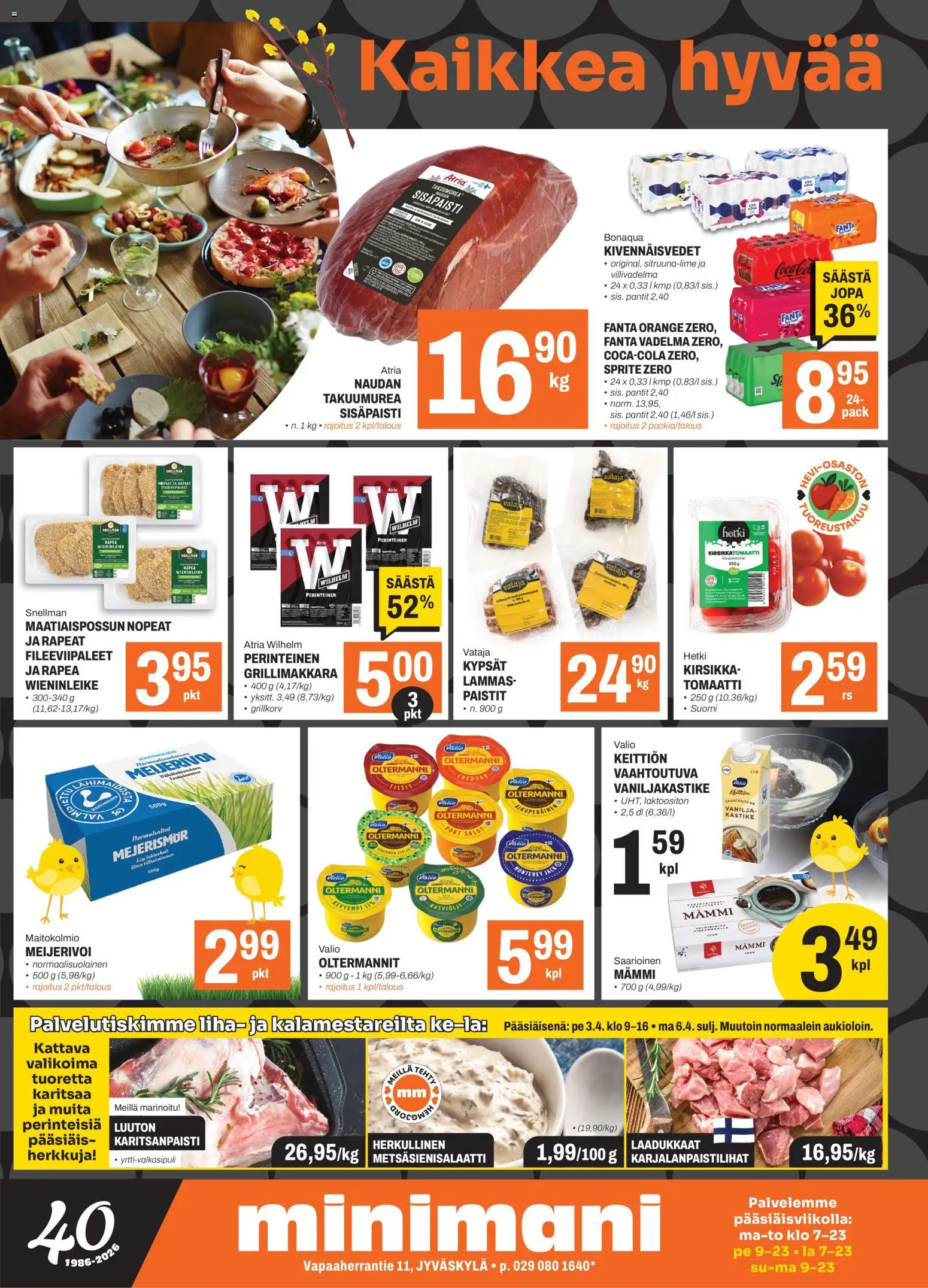 Minimani - Minimani Jyväskylä – voimassa 31.03.2026 alkaen | Sivu: 1 | Tuotteet: Vadelma, Vaniljakastike, Sprite, Fanta
