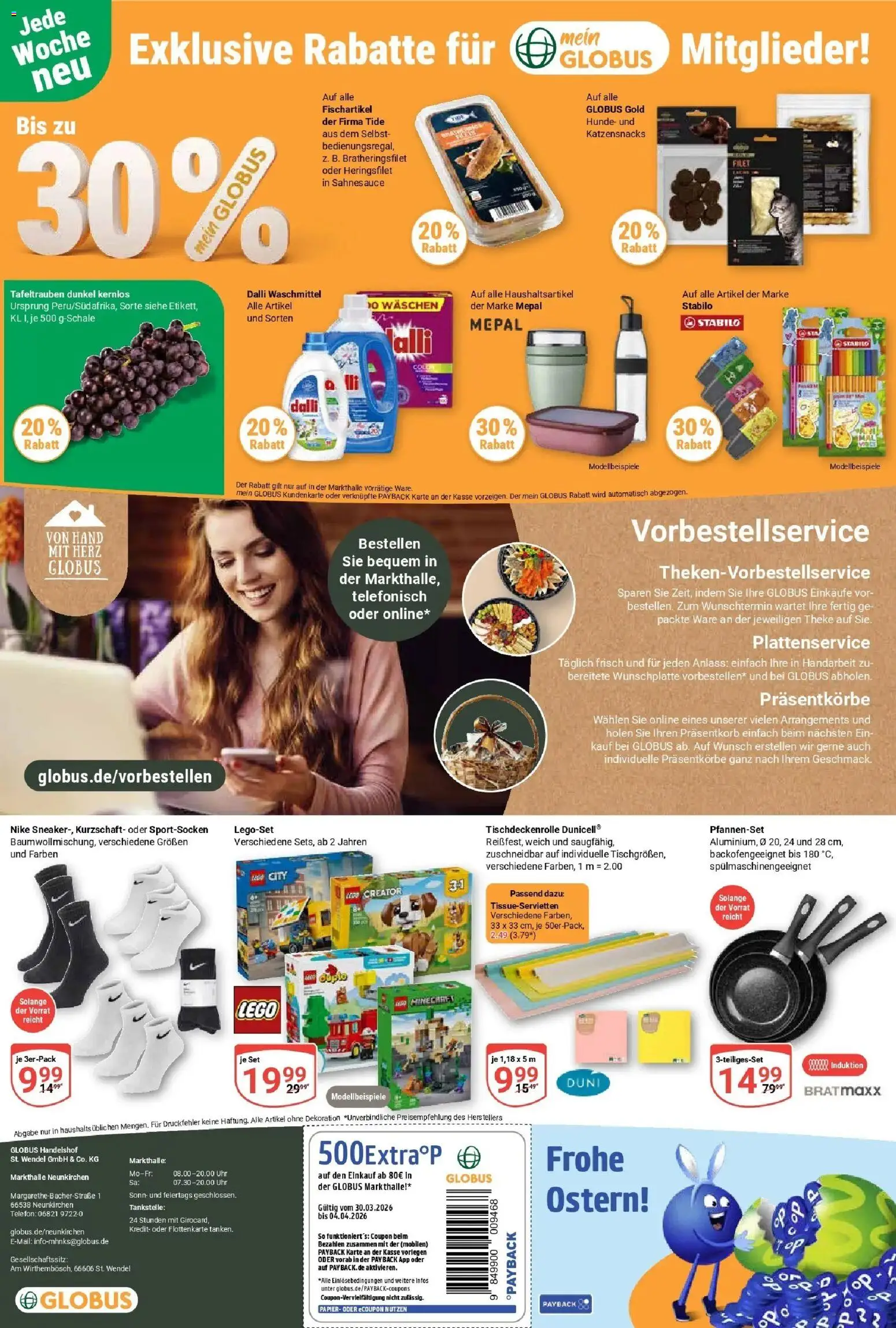 Globus prospekt Neunkirchen	 – gültig ab 30.03.2026 | Seite: 30 | Produkte: Theke, Waschmittel, Telefon, Uhr