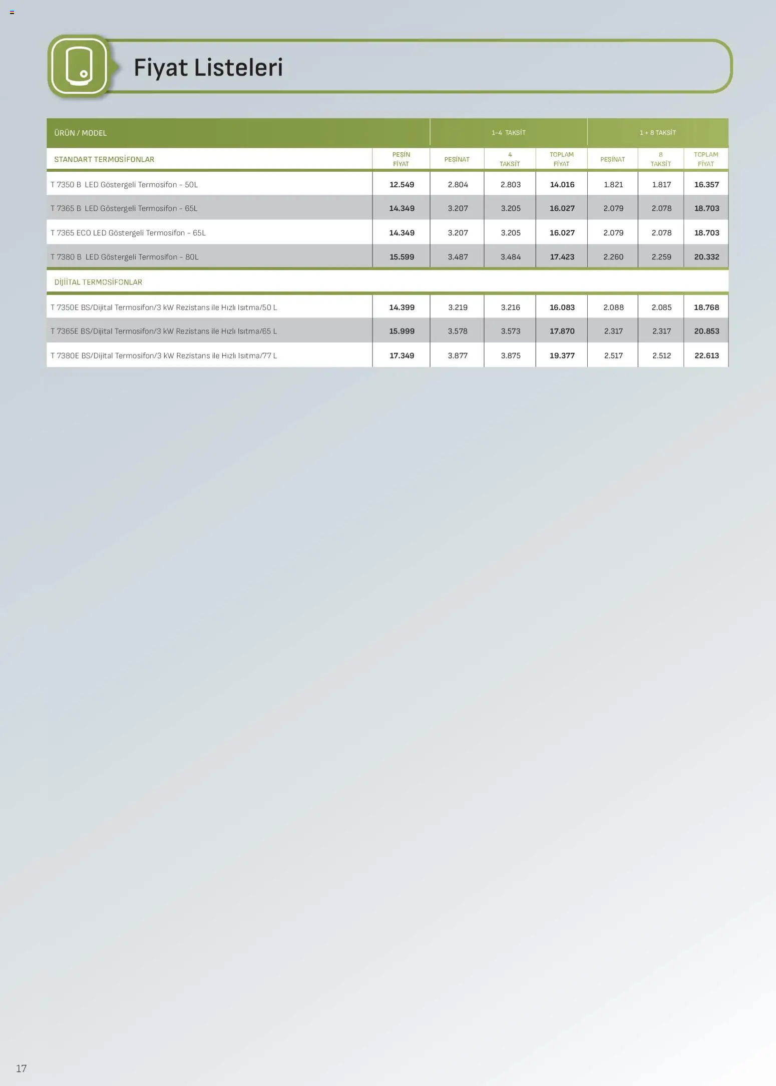 Arçelik - İklimlendirme Kataloğu - 01.03.2026 tarihinden itibaren geçerlidir | Sayfa: 17