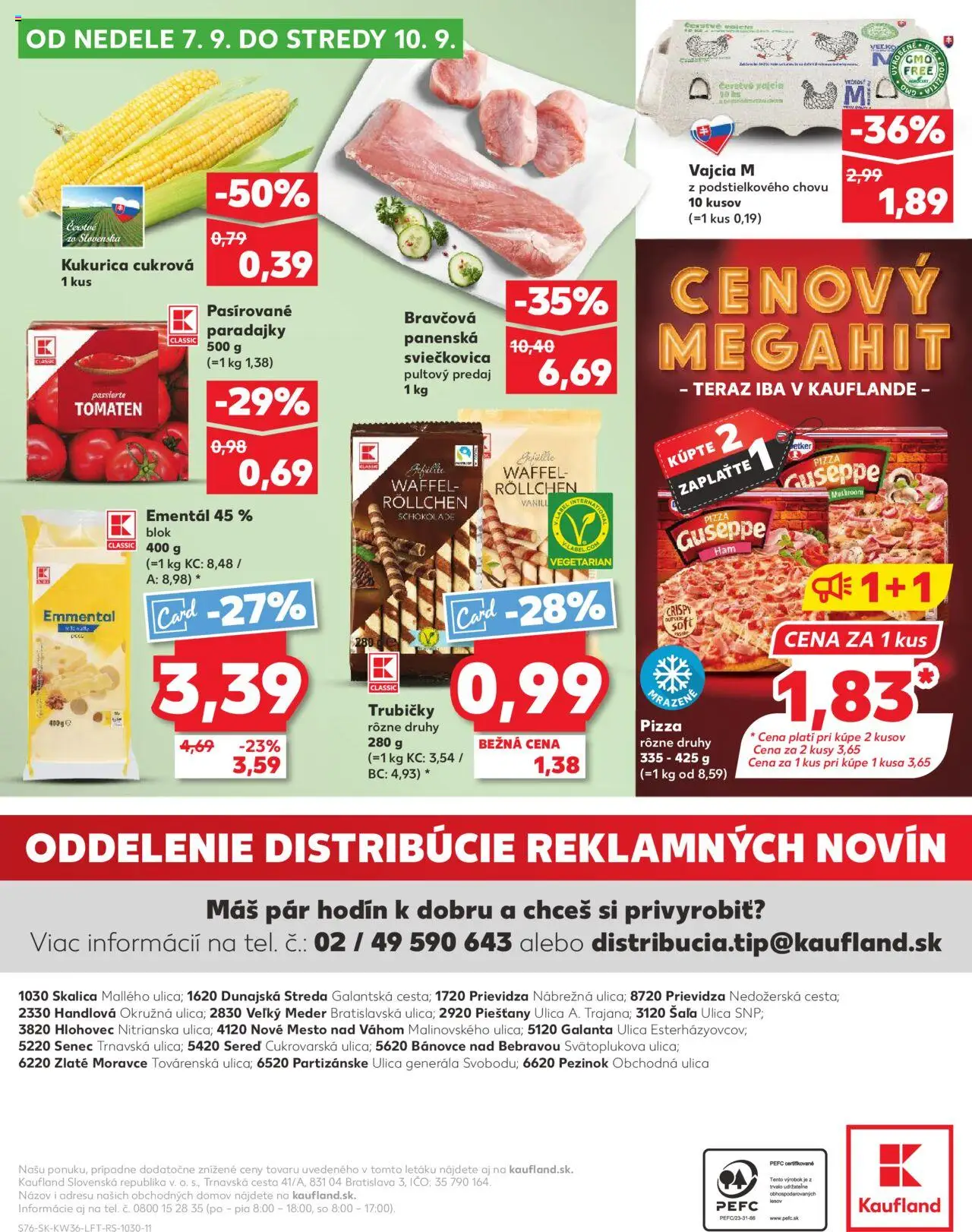 Kaufland Partizánske │ platný od 04.09.2025 | Strana: 76 | Produkty: Vajcia, Pizza, Paradajky, Kukurica