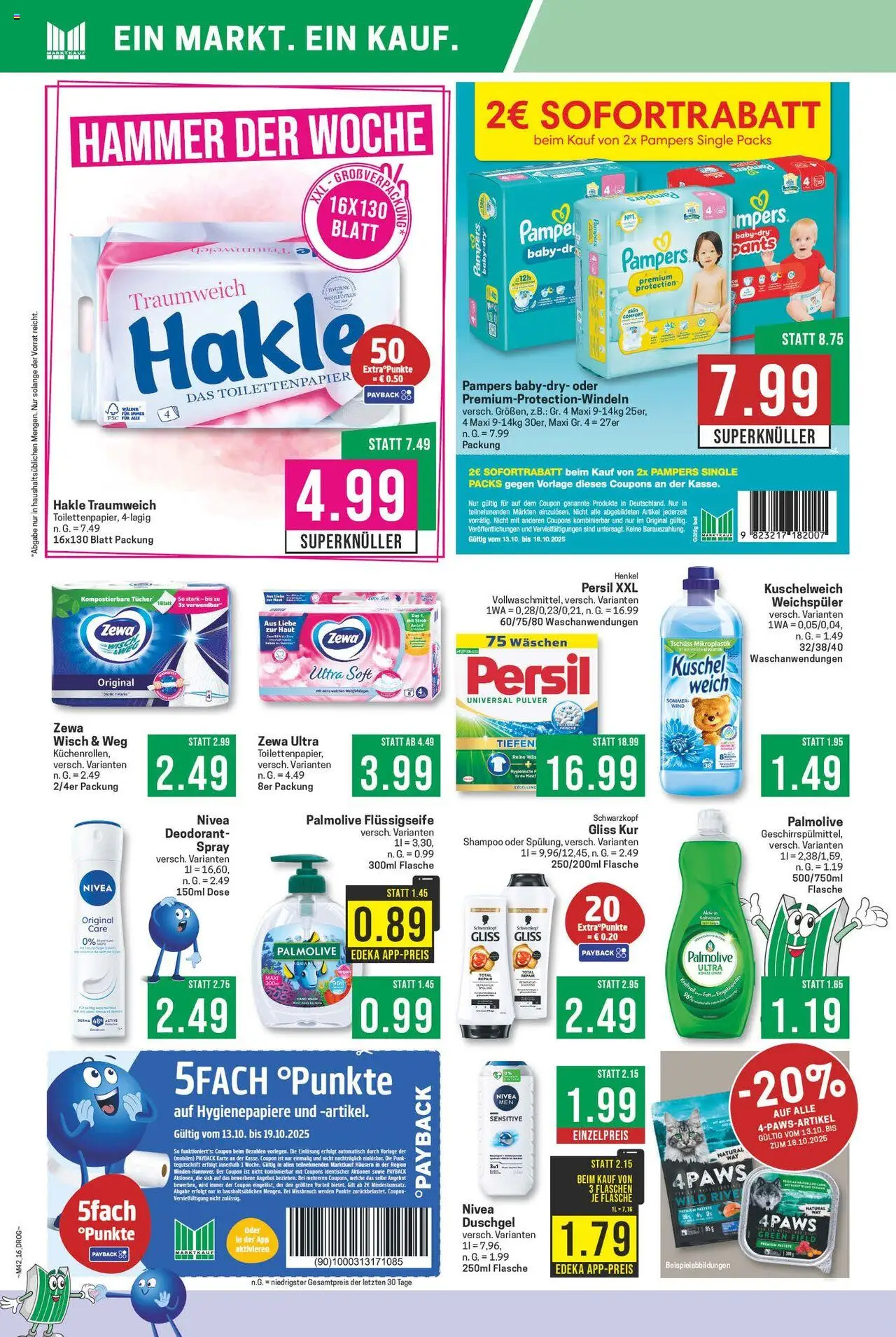 Marktkauf Prospekt 	 – gültig ab 13.10.2025 | Seite: 16 | Produkte: Pampers, Kuschelweich, Deodorant, Persil