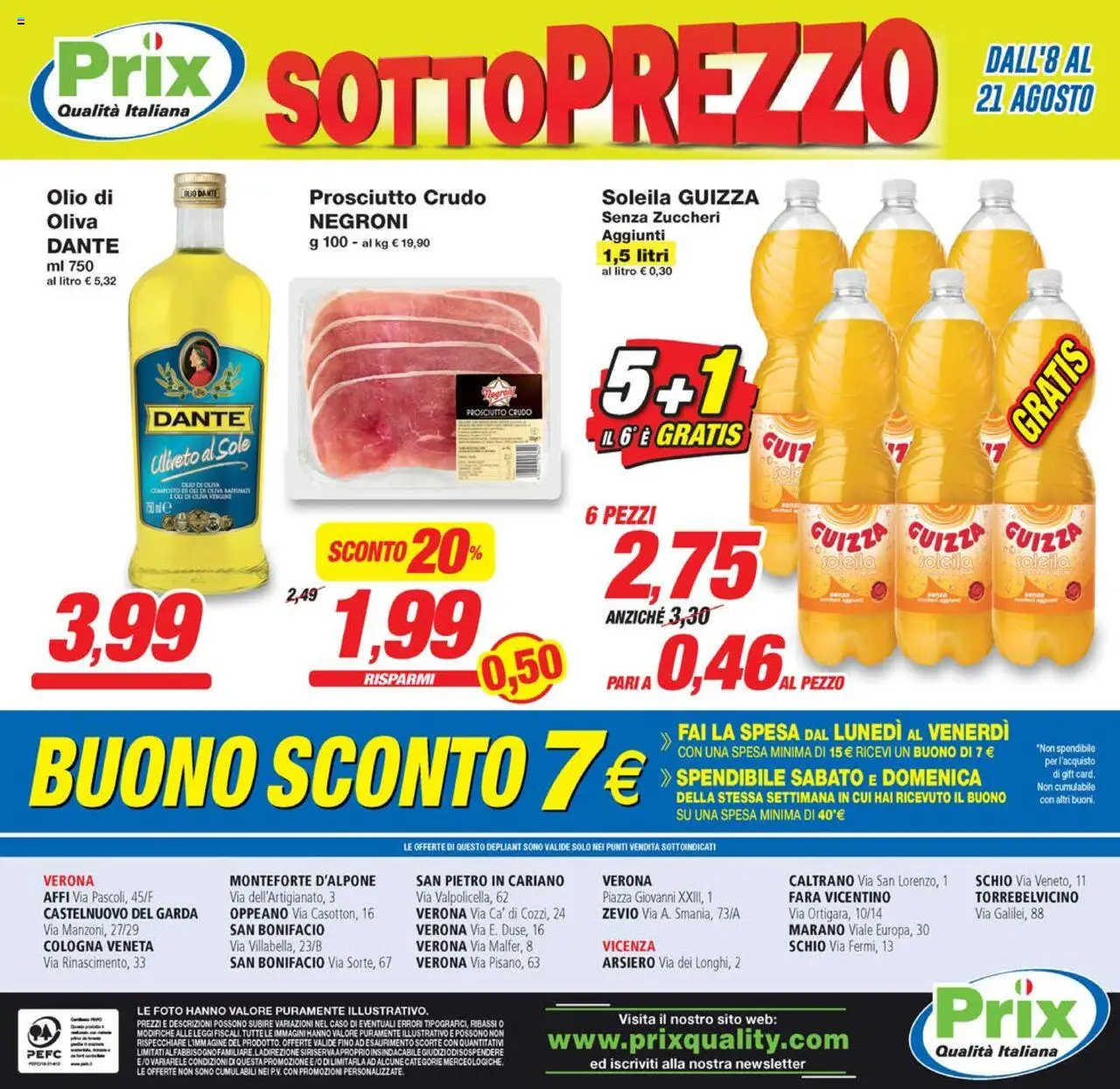 Volantino Prix del 08.08.2025 | Pagina: 16 | Prodotti: Prosciutto Crudo, Olio, Prosciutto