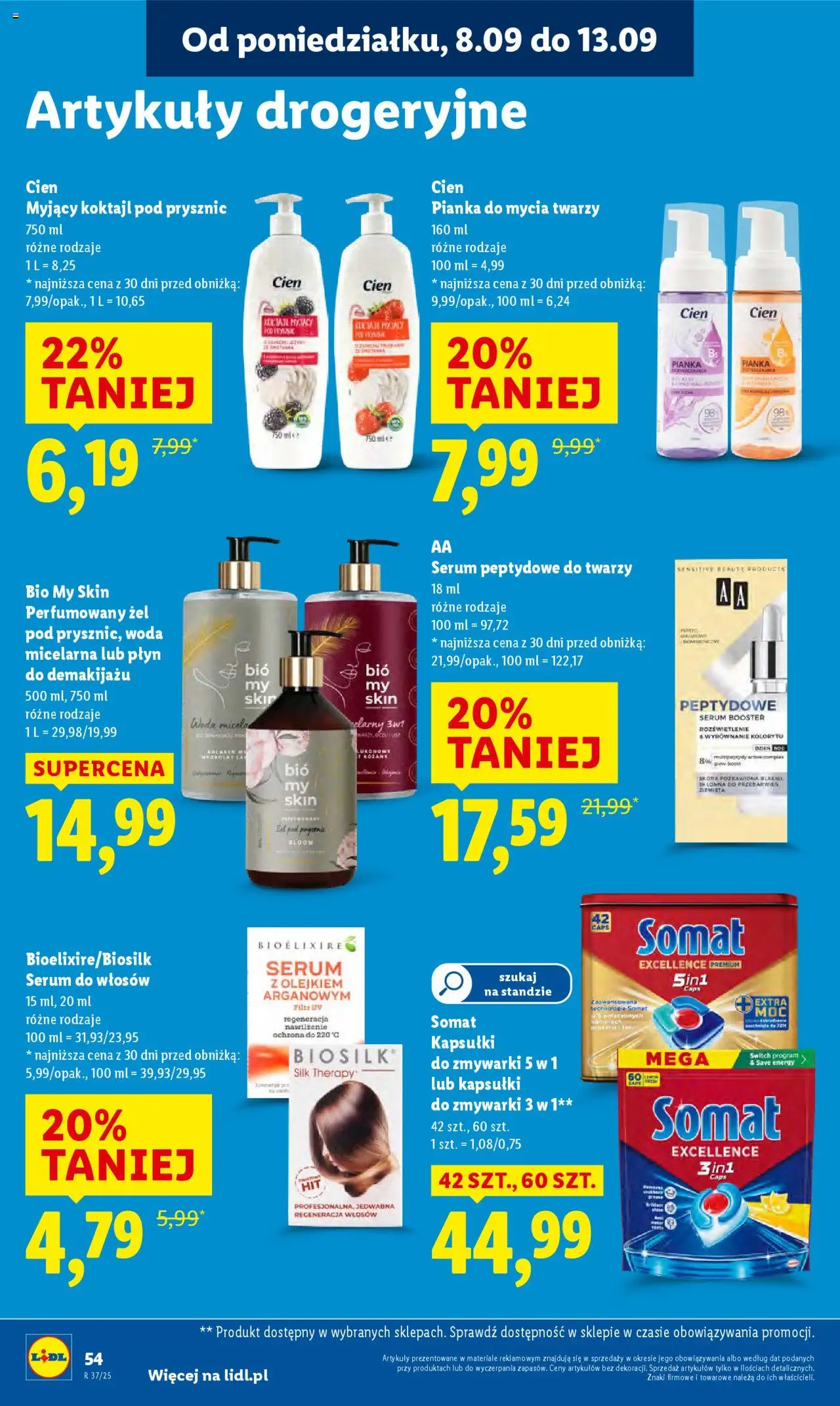 Lidl Gazetka od 08.09.2025 | Strona: 60 | Produkty: Prysznic, Płyn do demakijażu, Woda micelarna, Kapsułki do zmywarki
