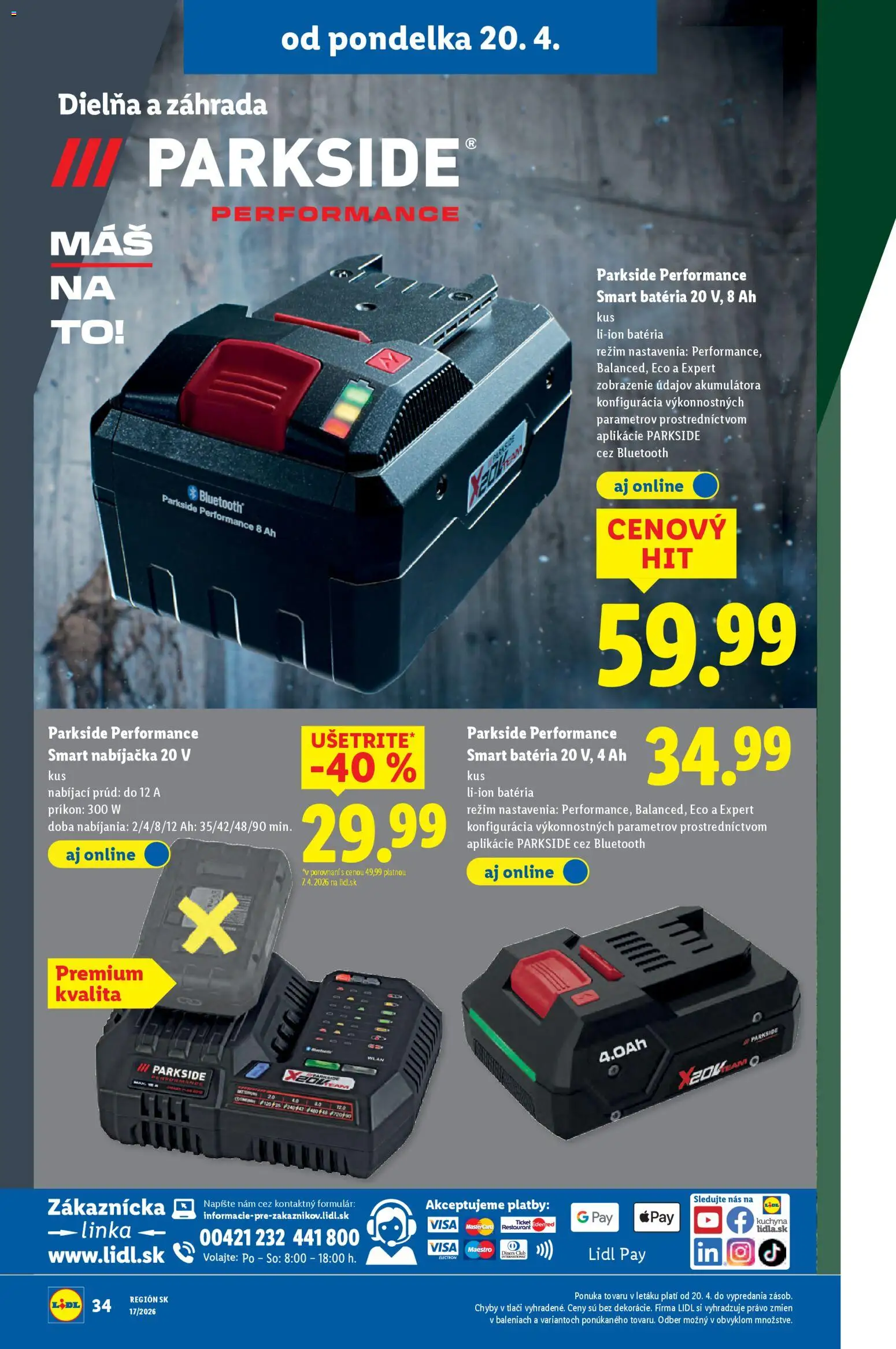 Nové Lidl akcie – leták je platný od 20.04.2026 | Strana: 42 | Produkty: Kuchyňa, Nabíjačka, Parkside, Batéria