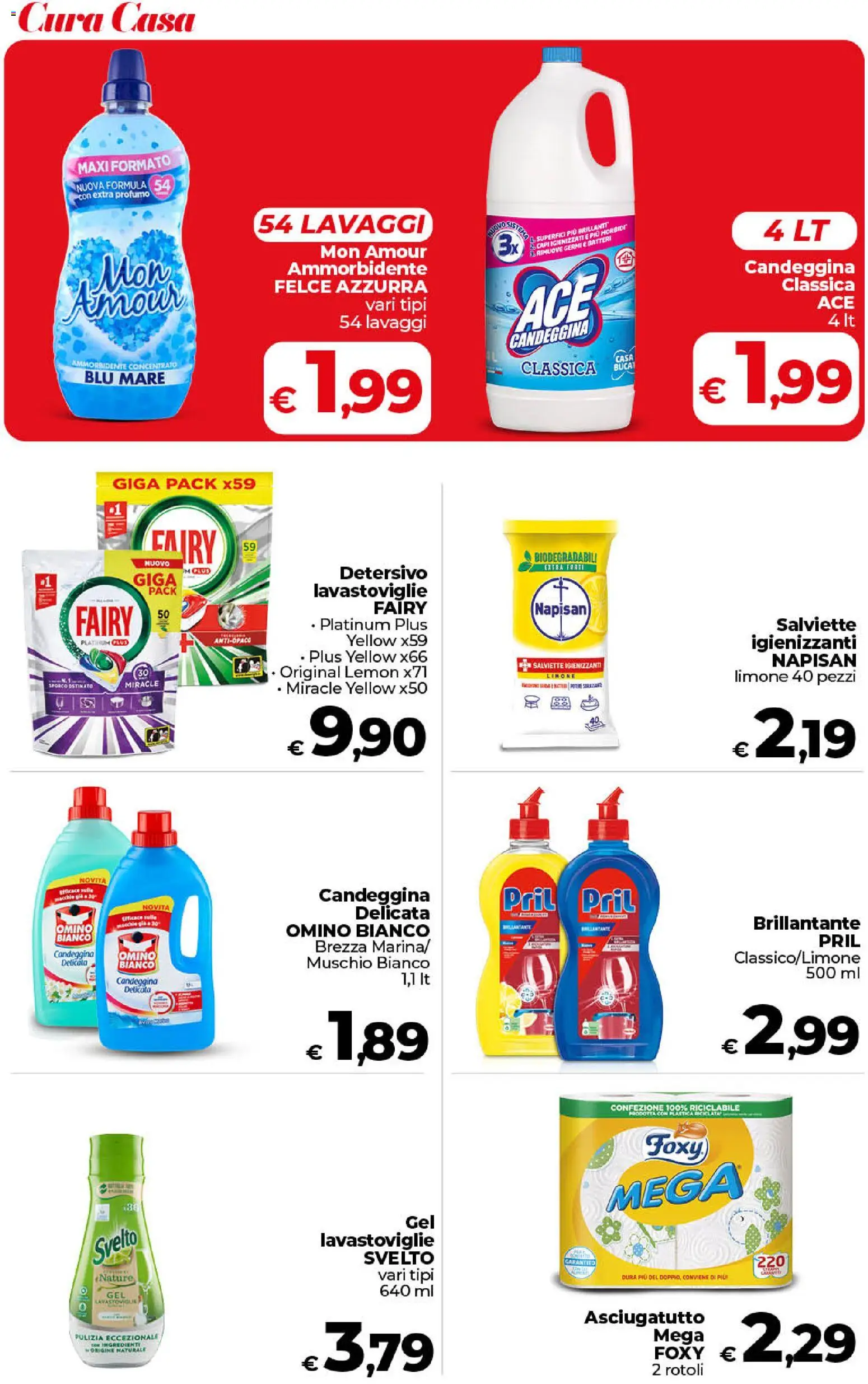 Volantino COOP del 17.04.2026 | Pagina: 40 | Prodotti: Candeggina, Limone, Lavastoviglie, Asciugatutto