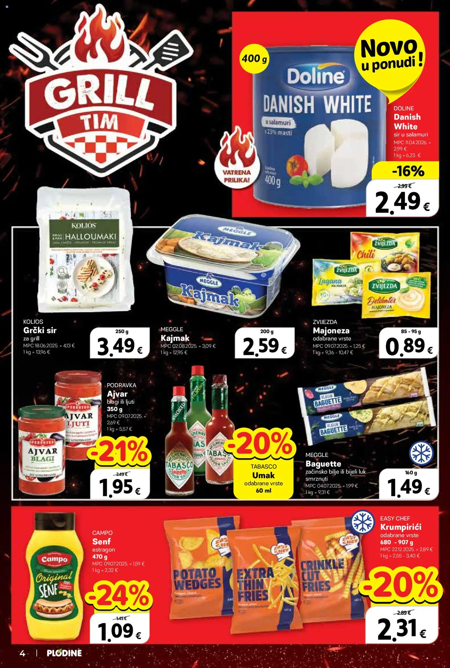 Plodine katalog | vrijedi od 15.04.2026 | Stranica: 4 | Proizvodi: Kajmak, Majoneza, Umak, Senf