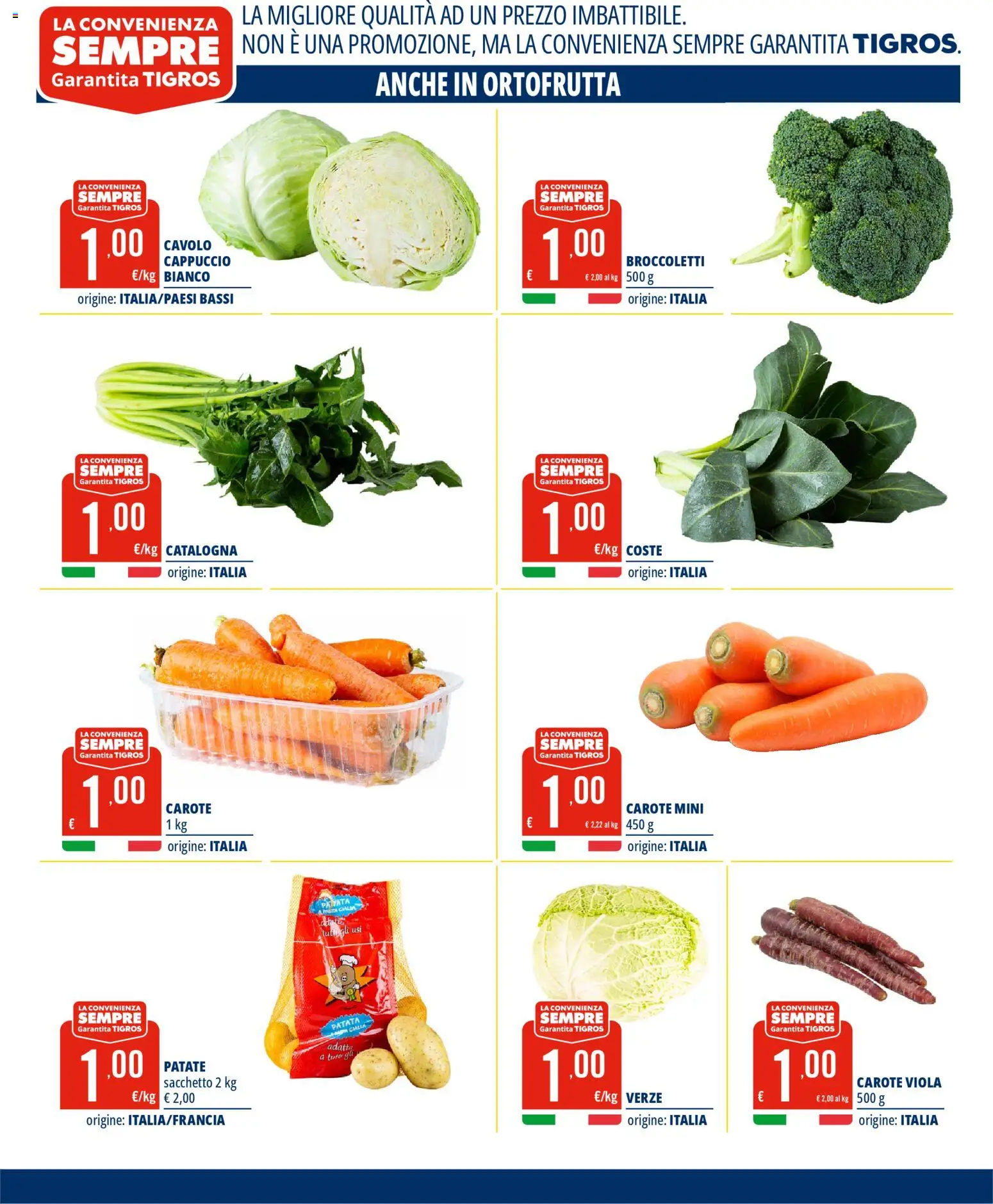 Volantino Tigros del 28.01.2026 | Pagina: 11 | Prodotti: Patate, Carote, Broccoletti, Cavolo