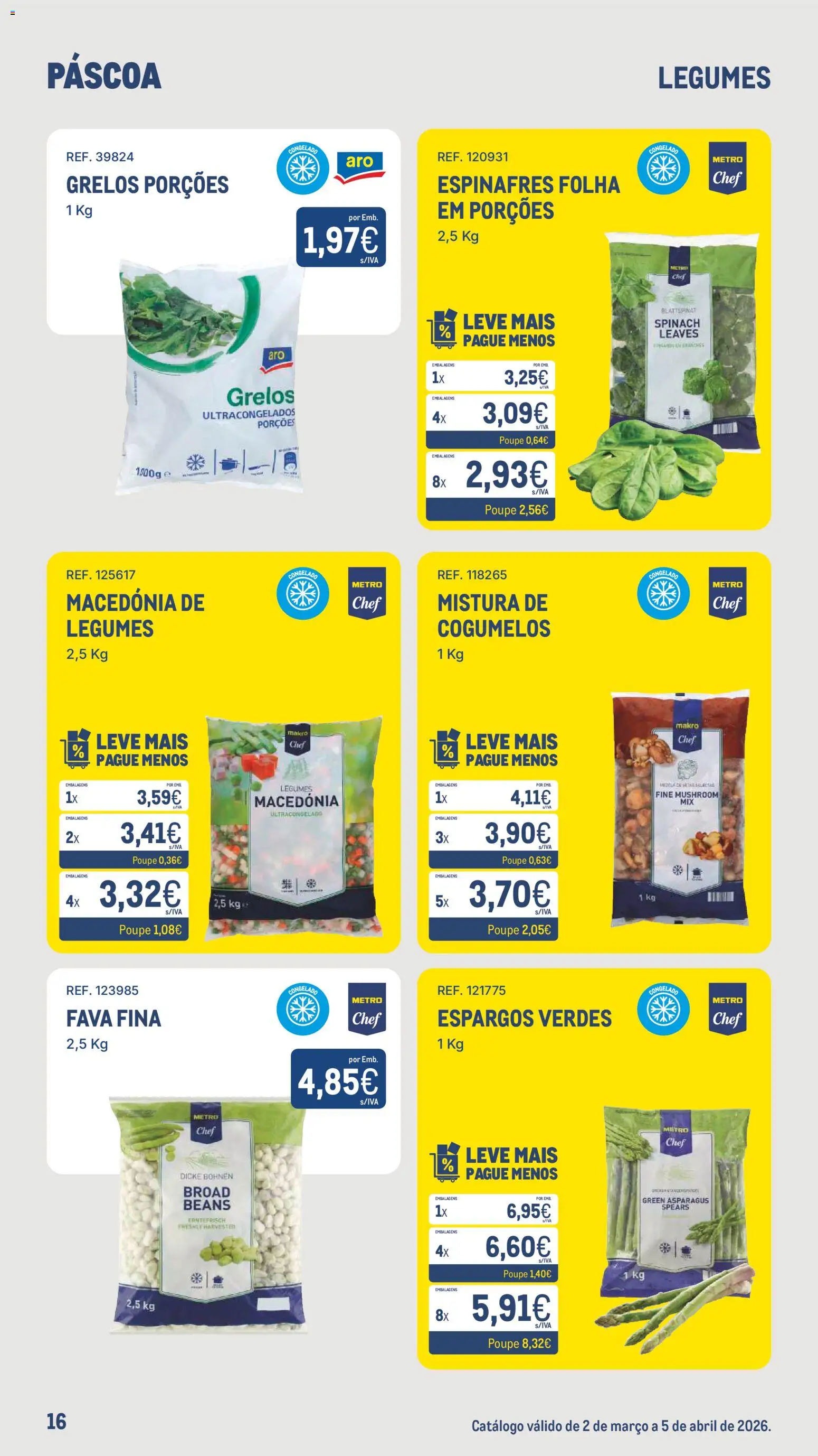 Makro - Especial Páscoa │ válido de 02.03.2026 | Página: 16 | Produtos: Espargos, Grelos, Gelado, Cogumelos