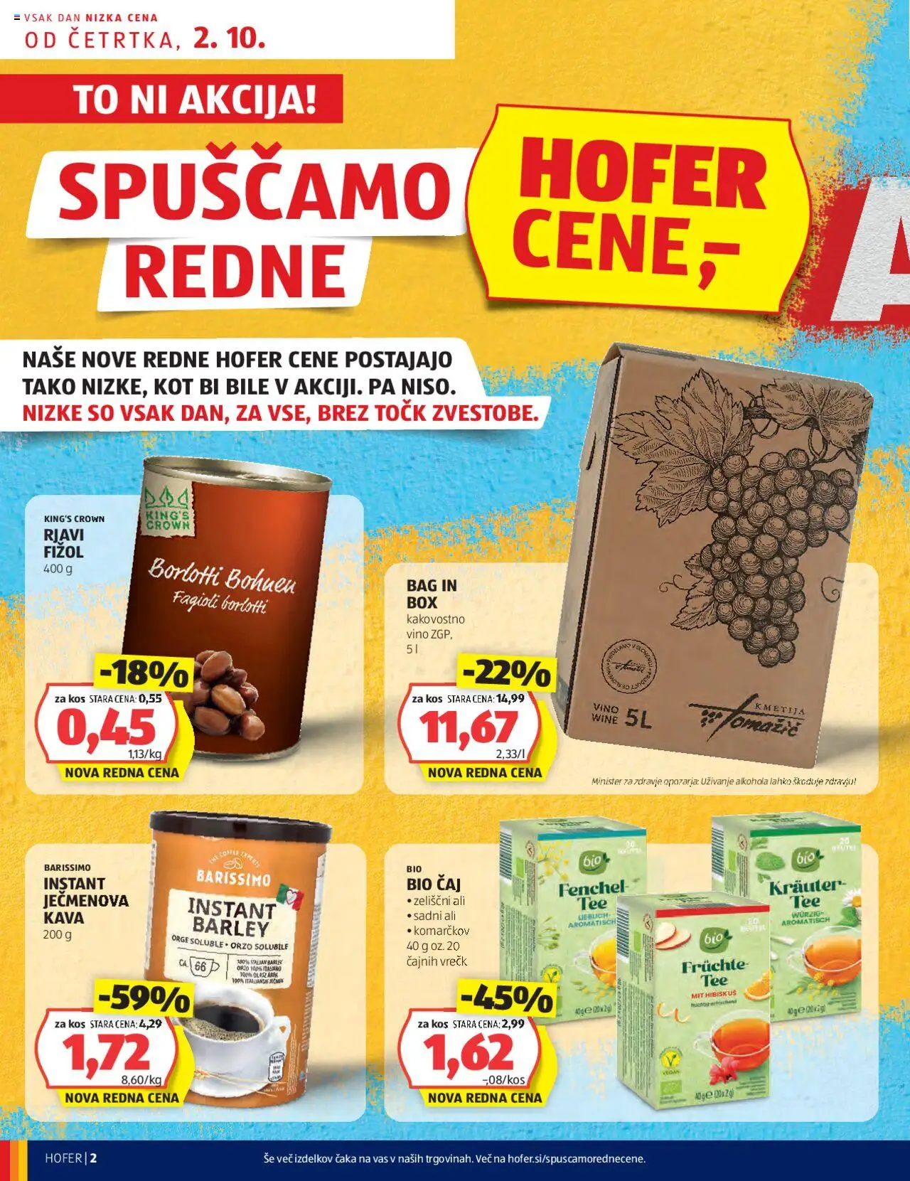 Novi Hofer katalog ponudbe – veljaven od 02.10.2025 | Stran: 2 | Izdelki: Kos, Kava, Vino, Caj