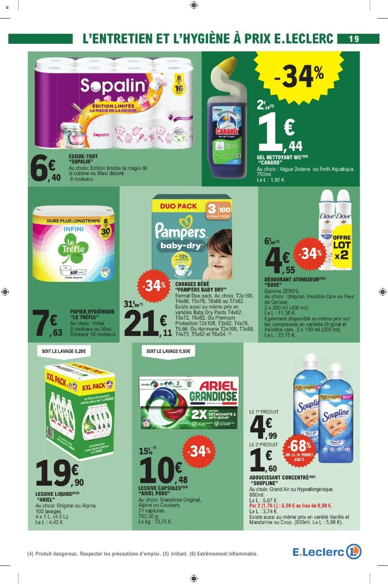 | Page: 19 | Produits: Couches, Essuie-tout, Gel nettoyant, Papier toilette
