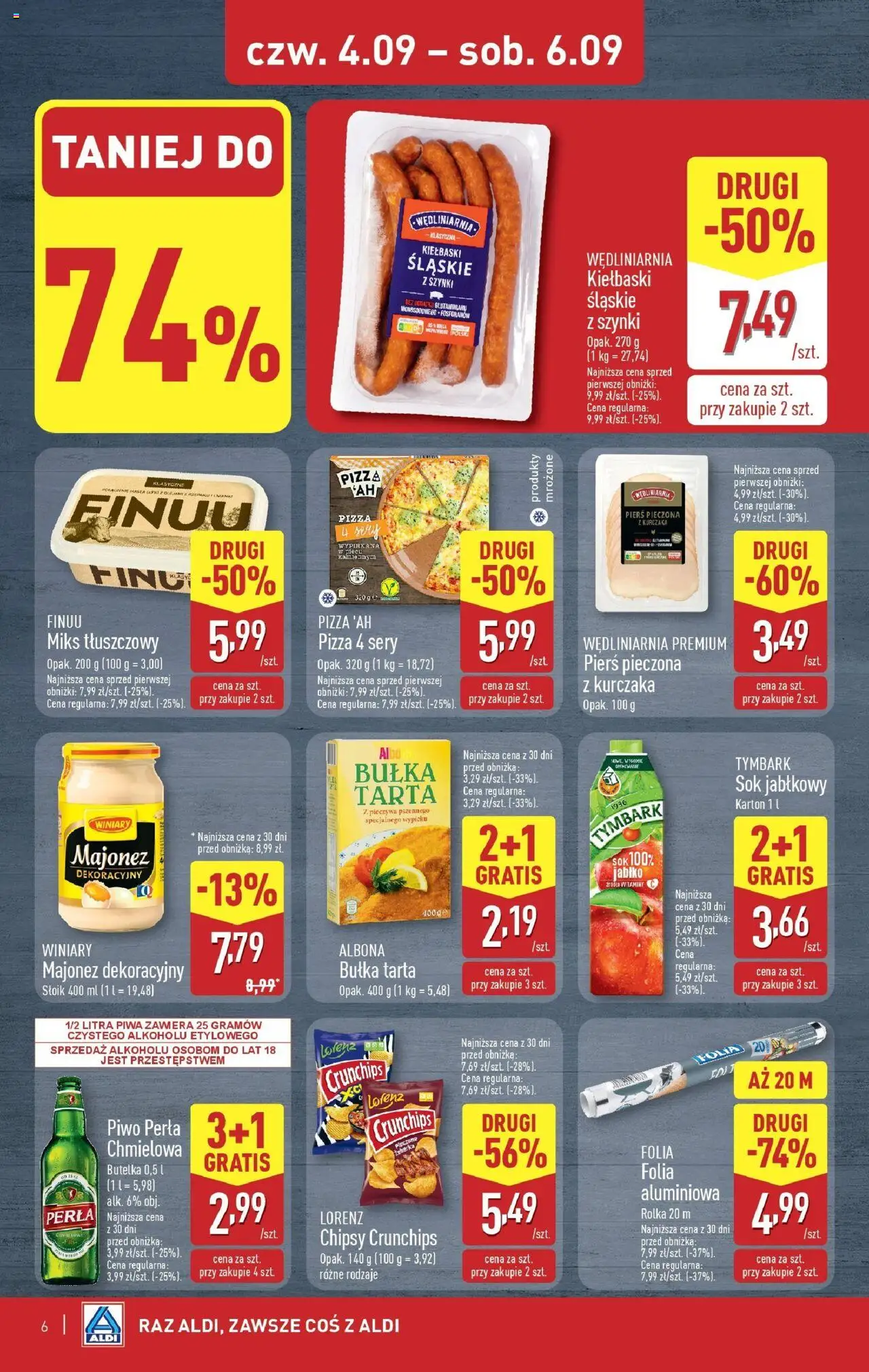 Aldi Gazetka - Okazje na weekend od 04.09.2025 | Strona: 6 | Produkty: Chipsy, Bułka, Sok, Majonez