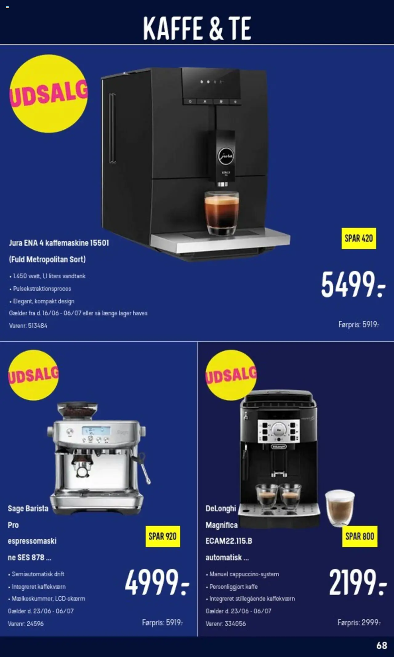 Elgiganten Tilbudsavis gyldig fra 23.06.2025 | Side: 68 | Produkter: Kaffe, Te, Kaffemaskine