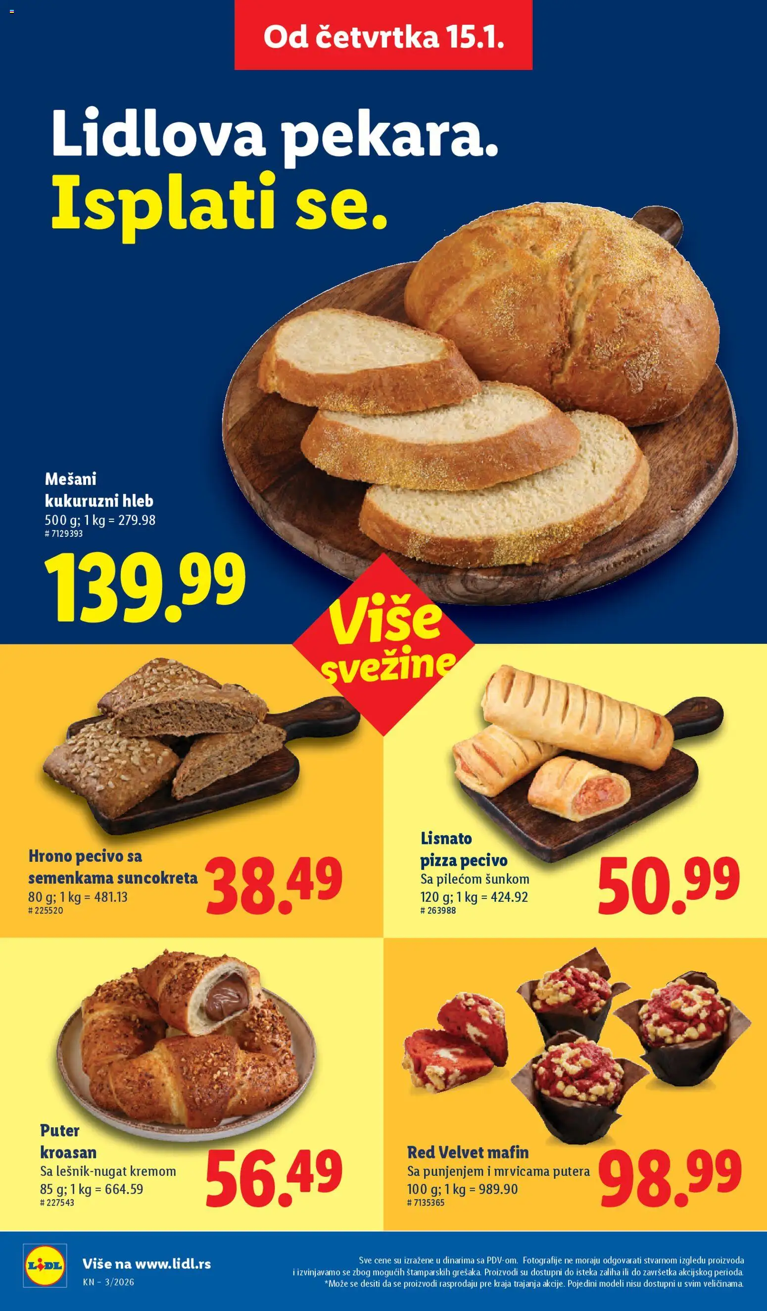Lidl katalog - važi od 15.01.2026 | Strana: 18 | Proizvode: Kroasan, Puter, Hleb, Pecivo