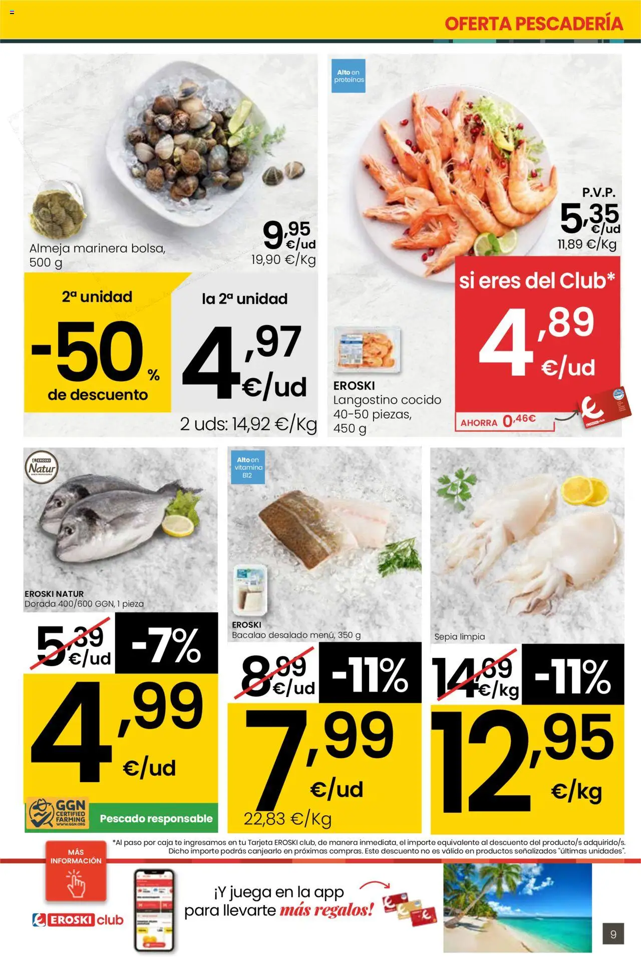Eroski - Para conquistarte │ válido desde el 12.06.2025 | Página: 9 | Productos: Pescado, Bolsa, Caja, Langostino