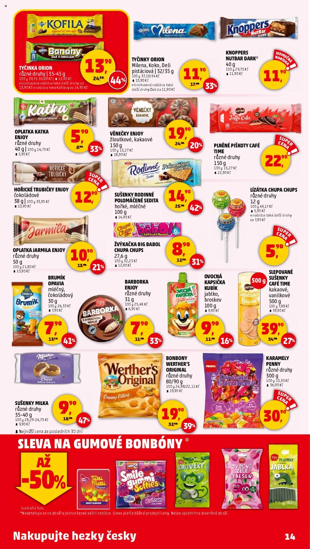 Penny Market leták - Čtvrtečník od 18.09.2025 | Strana: 14 | Produkty: Milka, Banány, Kofila, Sušenky